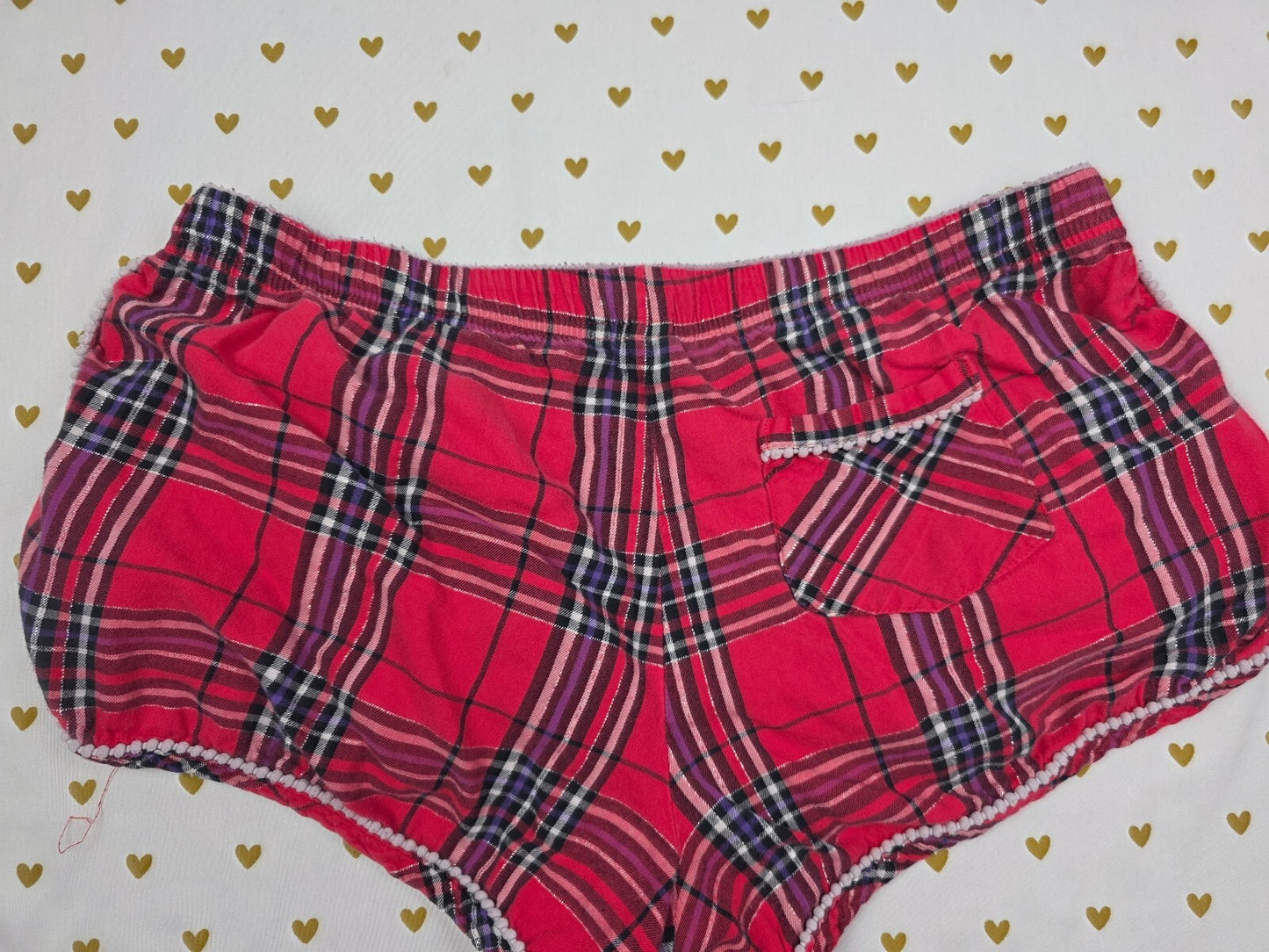 Victorias Secret PINK Plaid Red Medium Cotton Sleep Shorts Boxers Pajama Bottoms