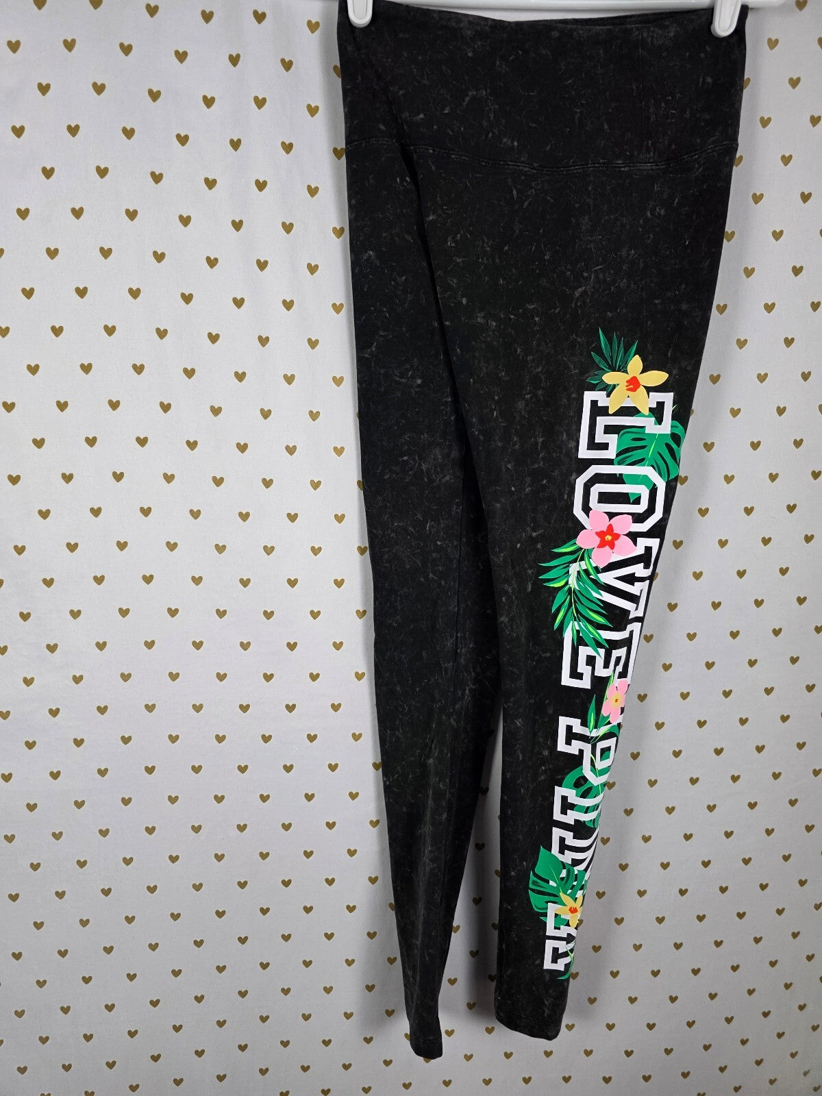Victorias Secret PINK Floral Hawaiian Logo Yoga Pants Tee shirt SET Small