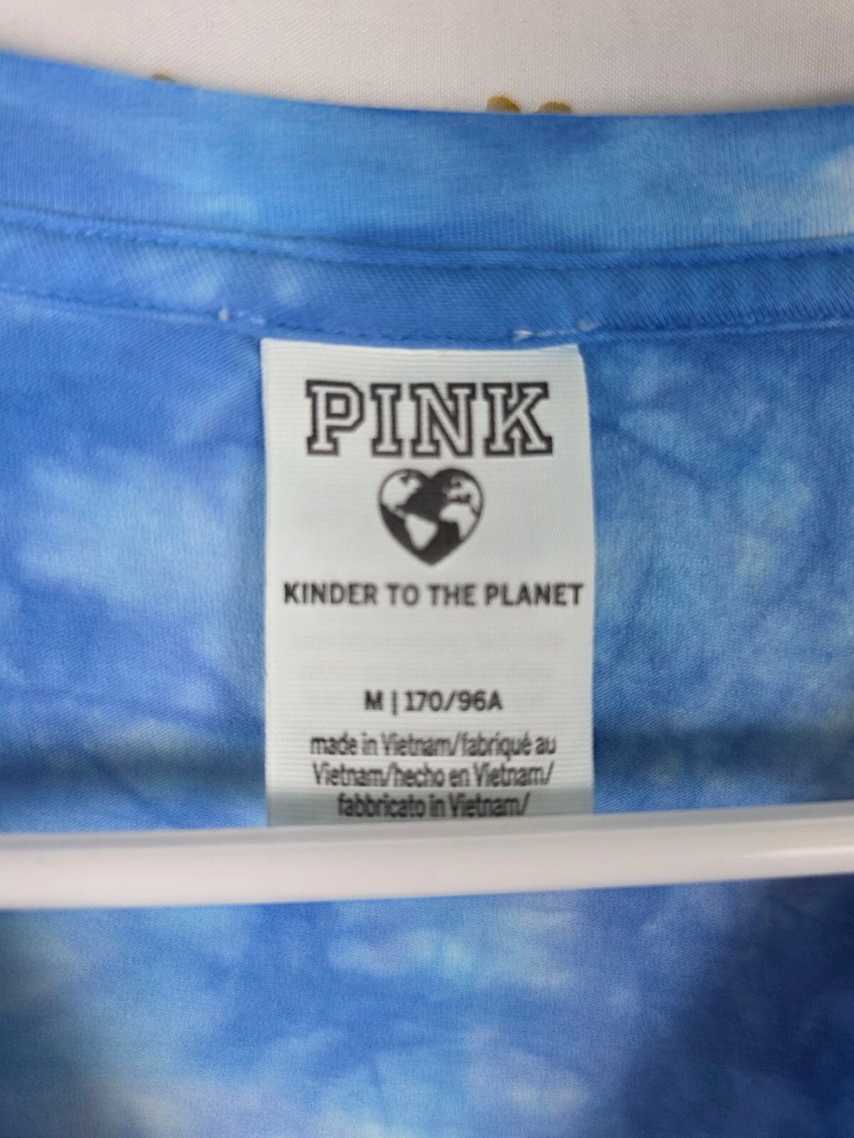 Victorias Secret PINK Blue Tye Dye Cinched Tee Shirt Dress MEDIUM
