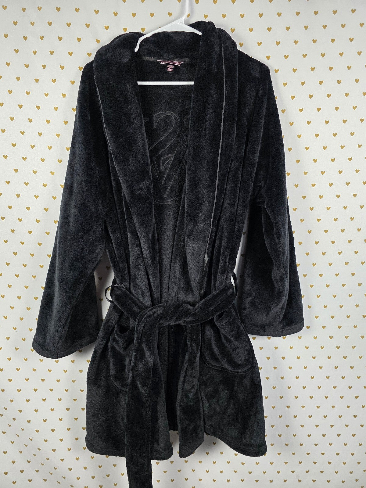 Victorias Secret Thick Logo Monogram Warm Fluffy Bathrobe Bath Robe Med Large