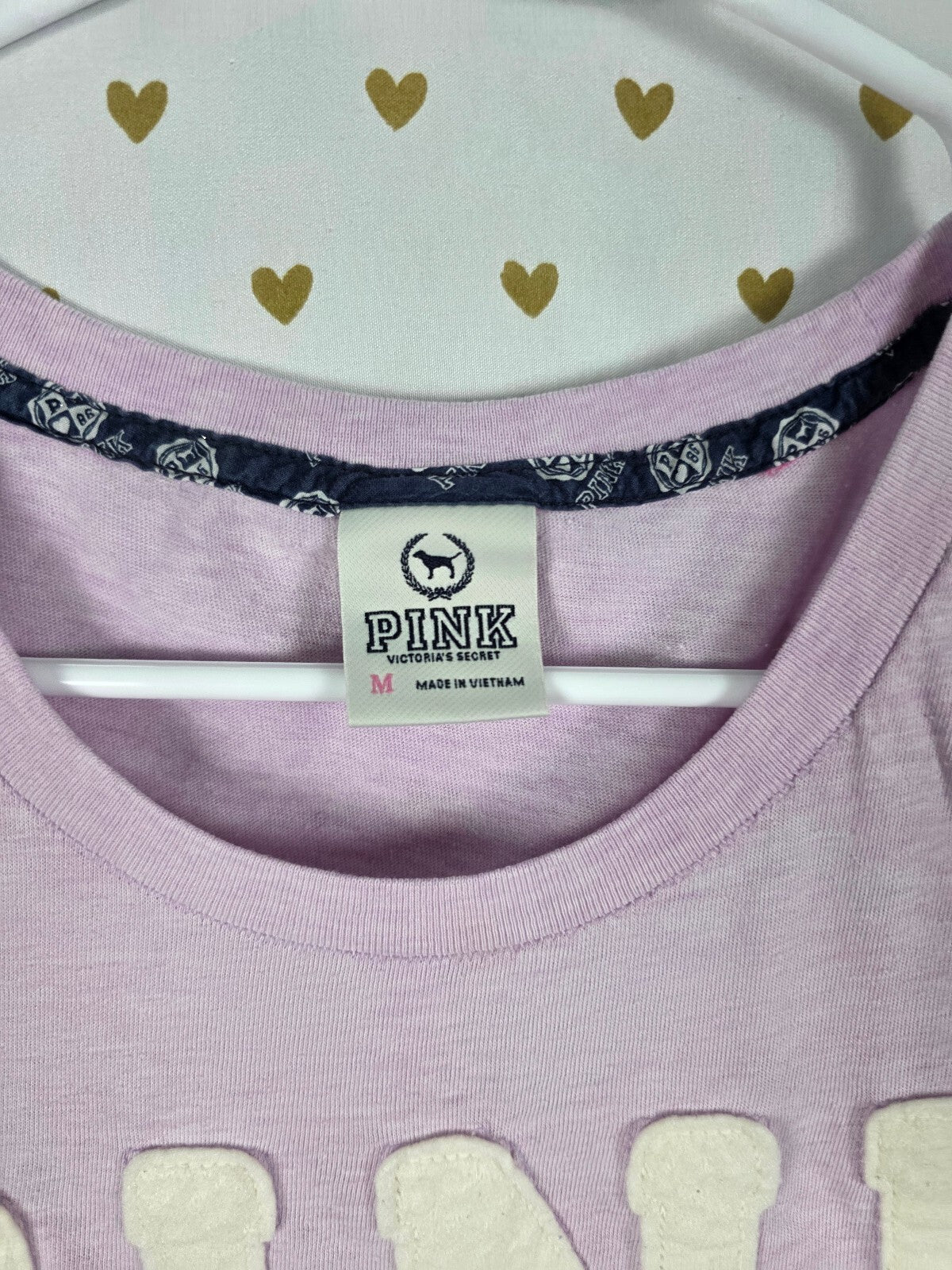 Victorias Secret PINK Purple Vintage Embroidered Tee shirt Medium