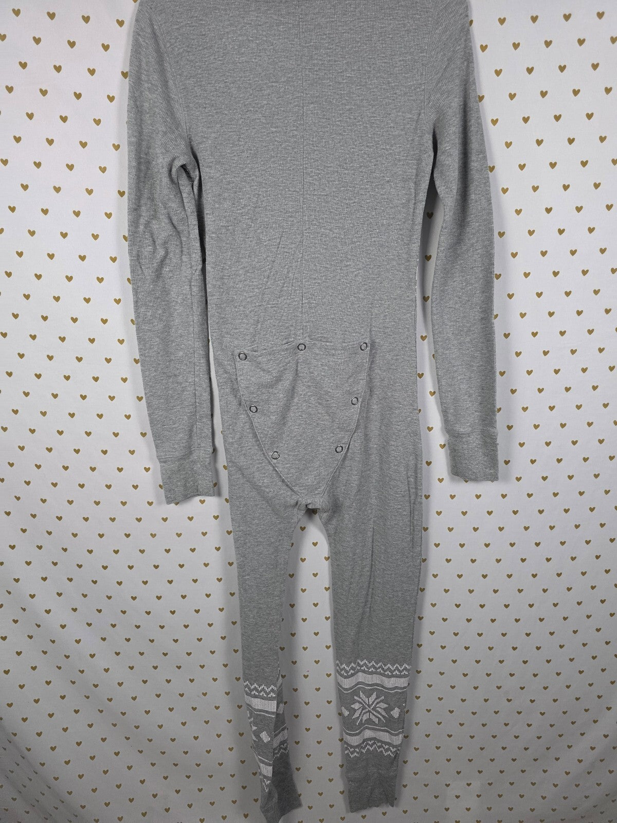 Victoria's Secret PINK Long Jane Thermal M Fair Isle Drop Seat Pajamas