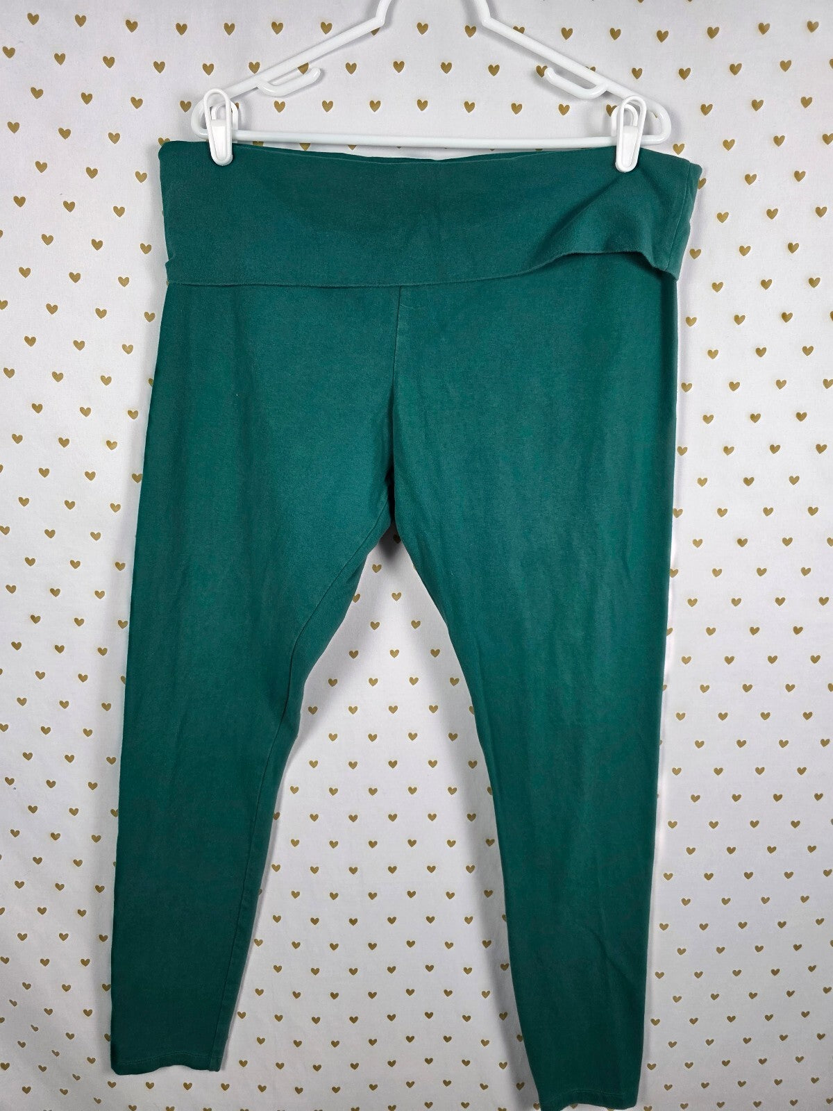 Victorias Secret PINK Green Crest Logo FOLDOVER Yoga Pants Ankle Skinny 2XL XXL