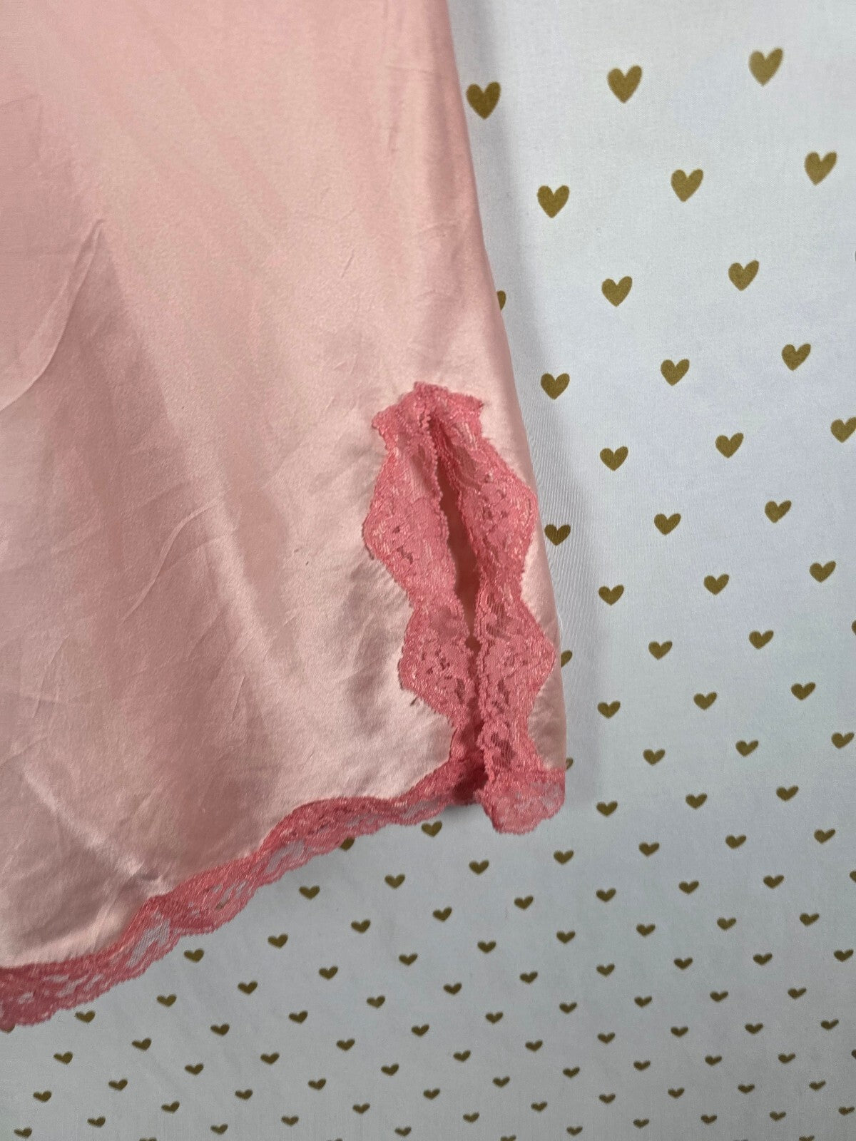 Victorias Secret Peach Satin Slip Dress Nightie Chemise Lingerie LARGE