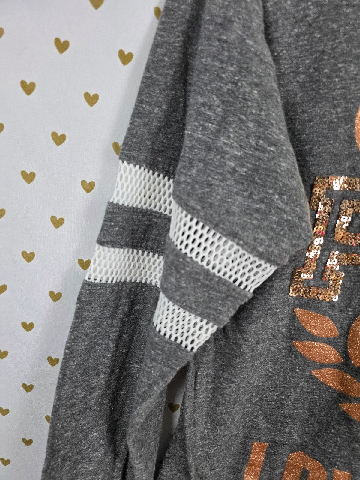 Victorias Secret PINK Gold Bling Crest Long Sleeve Tee Shirt XS