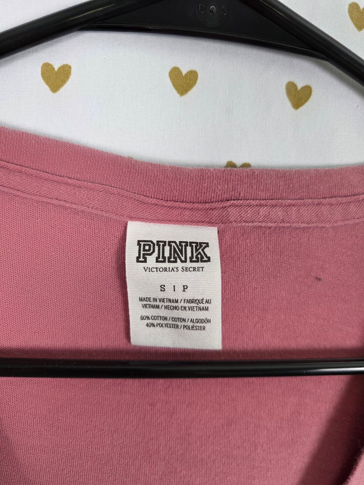 Victorias Secret PINK V neck Sequined Bling Tee shirt Small