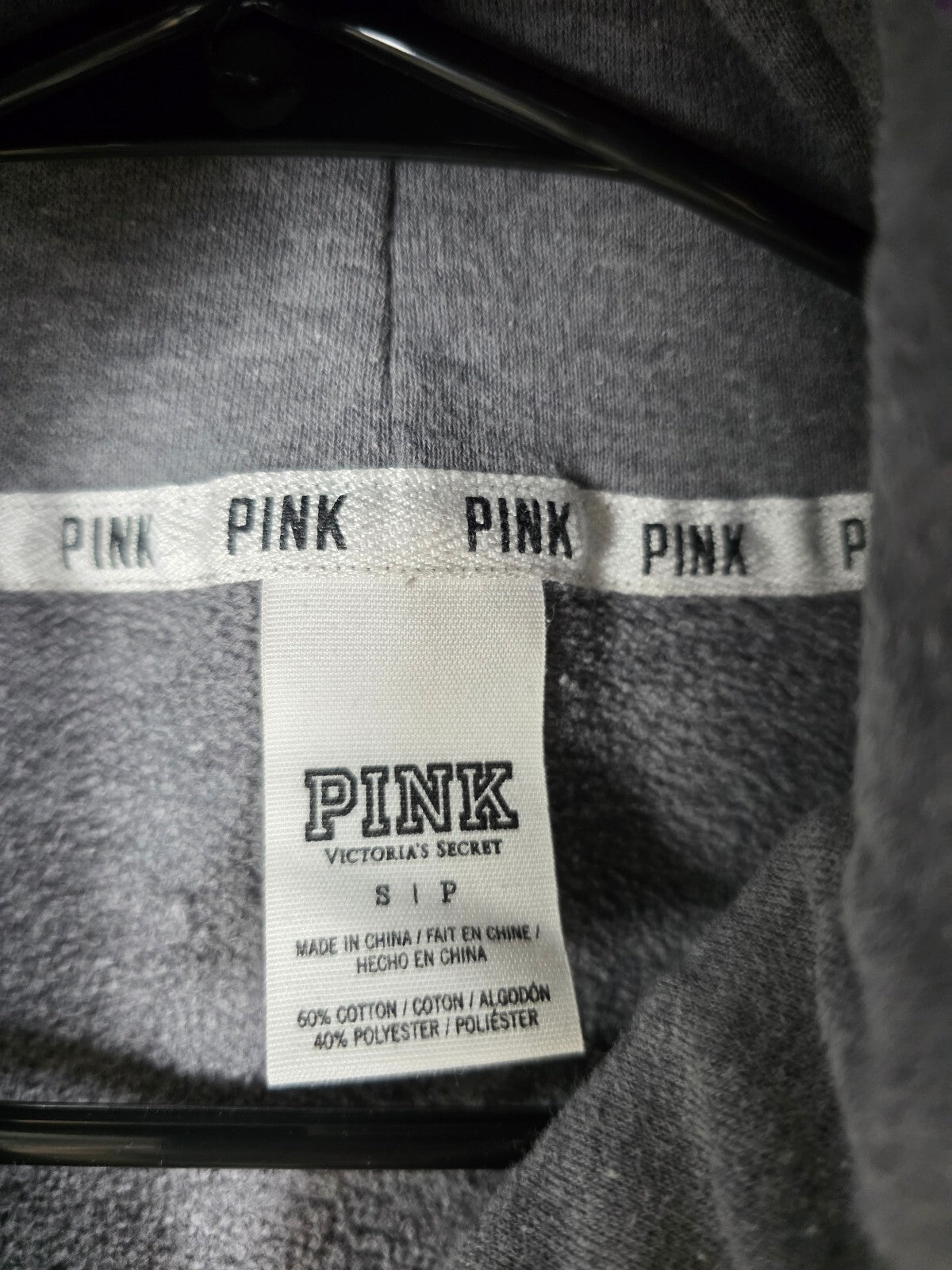 Victorias Secret Pink BLING Sequined Full Zip Hooded Sweater Small