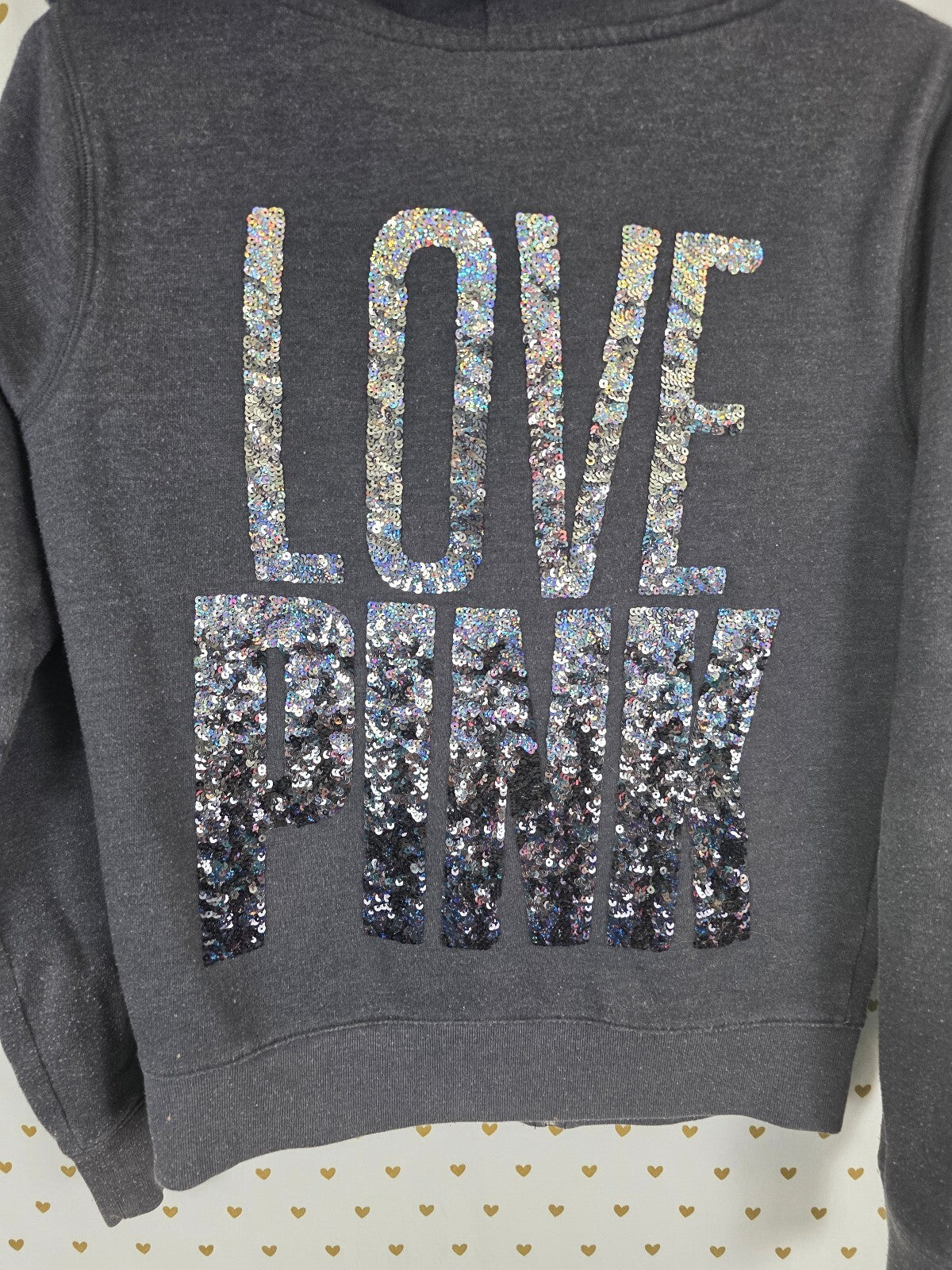 Victorias Secret Pink Gradient Bling Full Zip Hoodie Jacket Sequined Small