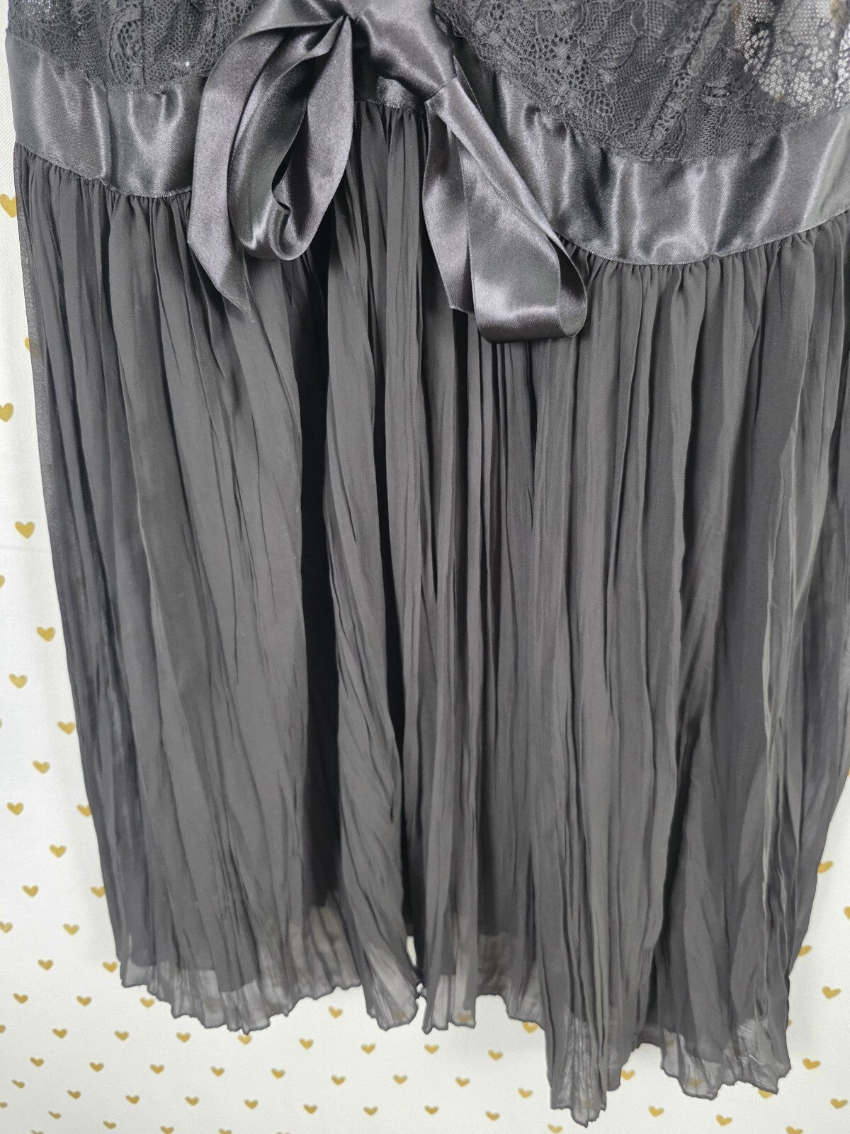 Victorias Secret Black Pleated Babydoll Nightie Lingerie Flowy Lace XL