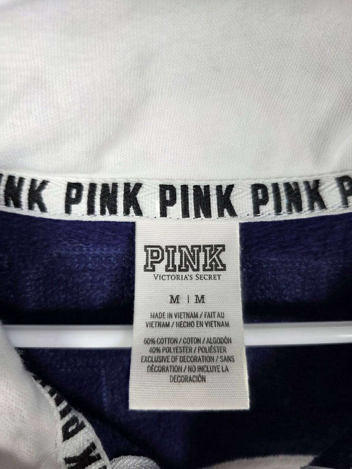 Victorias Secret Pink USA BLING America Quarter Zip Sweater Shirt MEDIUM
