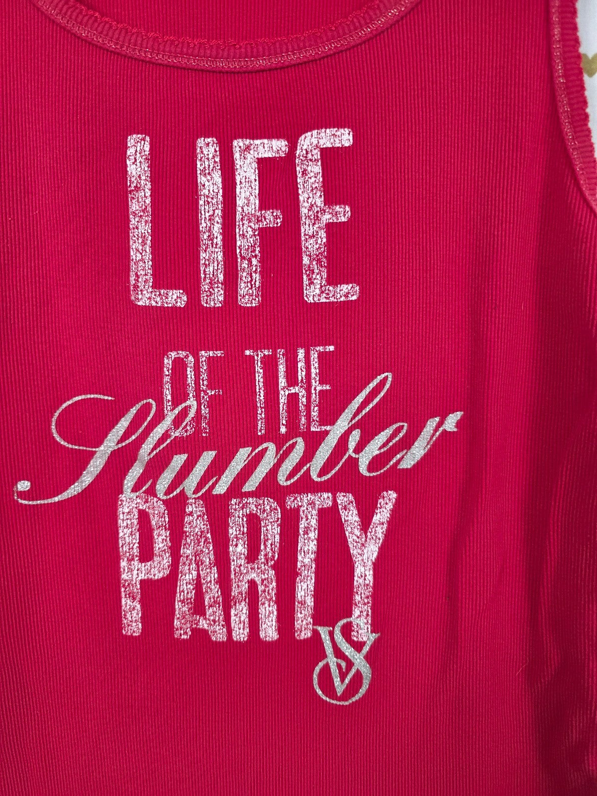 Victoria's Secret Life of the Slumber Party Ribbed Tank Top Pink Size Large