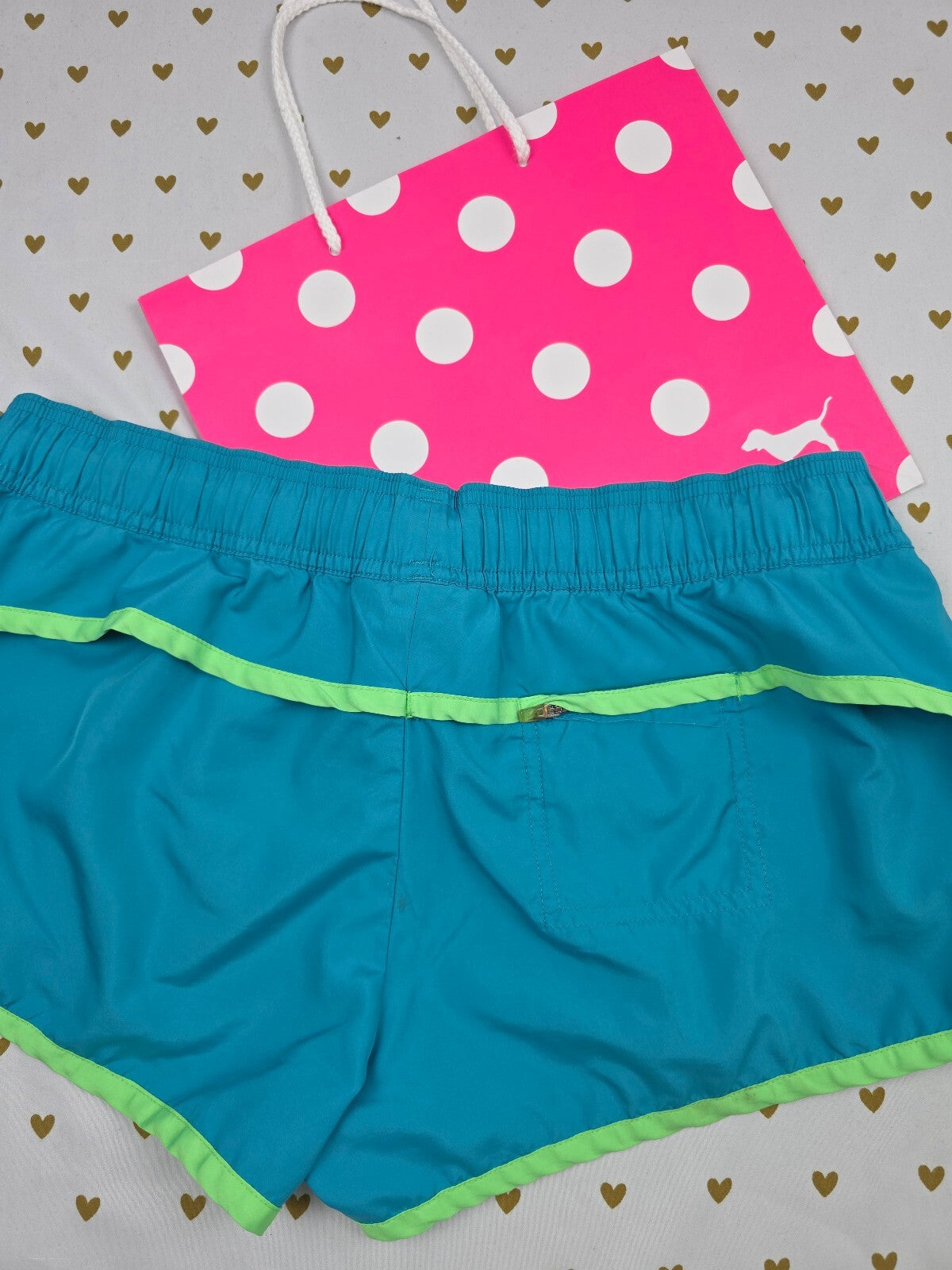 Victoria's Secret PINK 86 Shorts Medium Teal Neon Green Vintage Y2K Athletic
