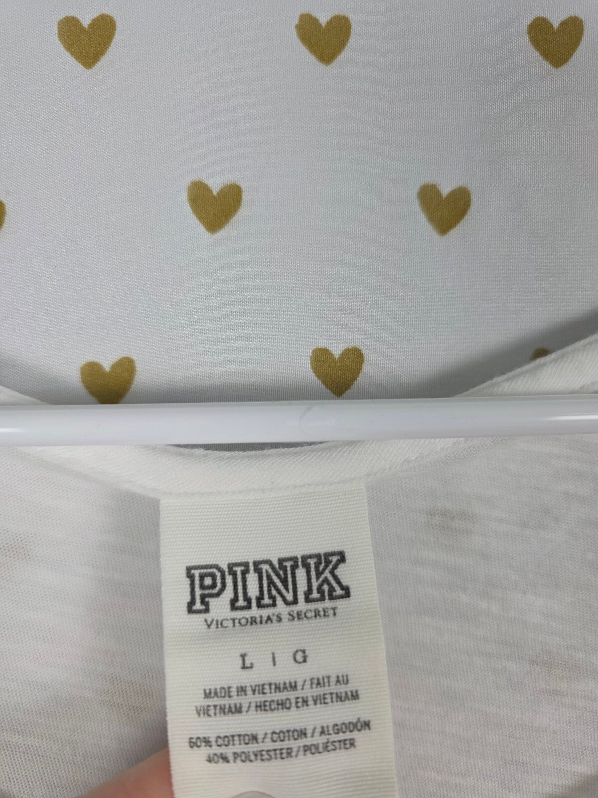 Victoria's Secret PINK Sequin #PINK Tee Large White Neon Pink BLING Logo Shirt