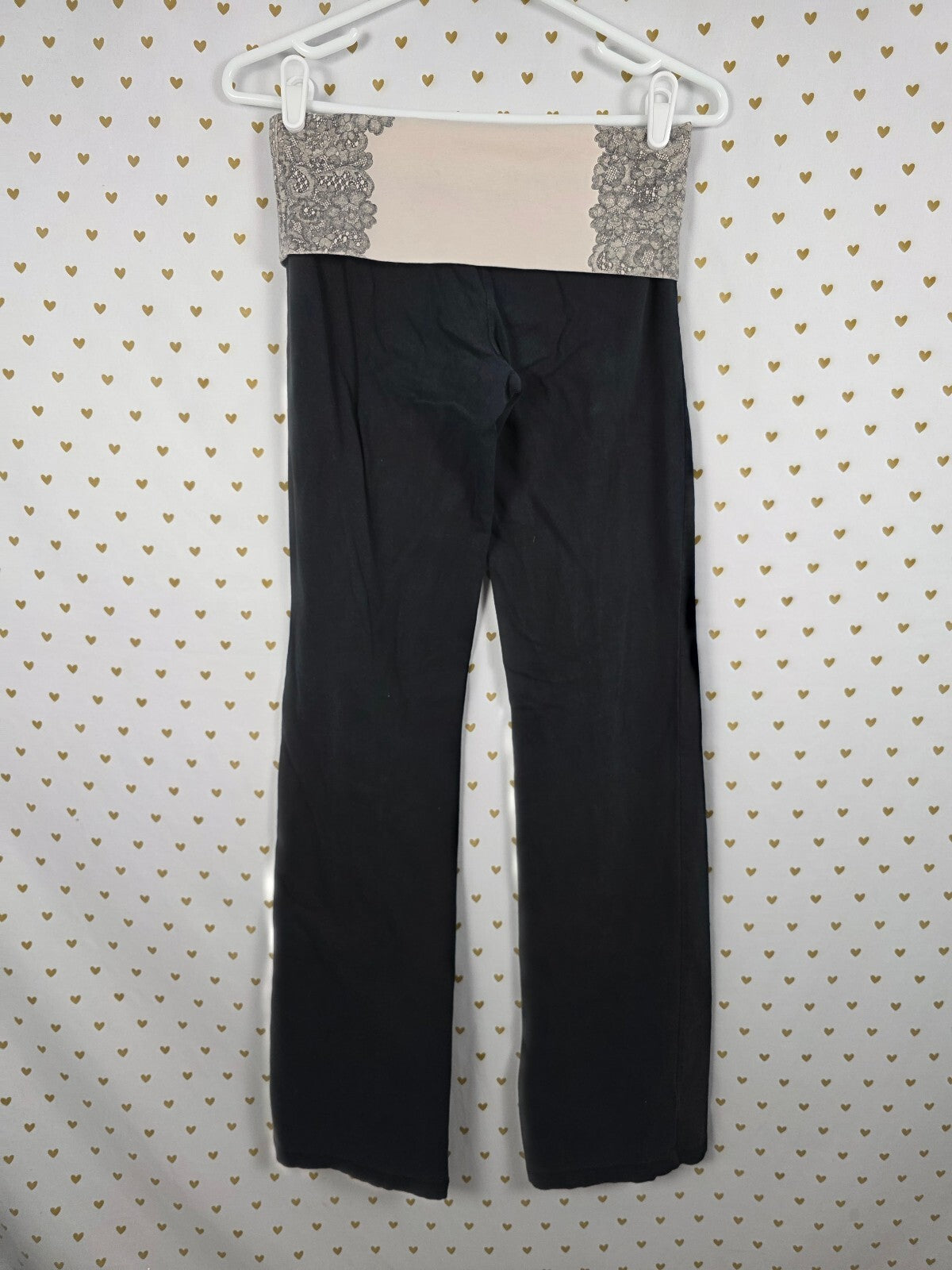 Victorias Secret PINK Lace FOLDOVER YOGA PANTS Vintage Y2k Flare SMALL