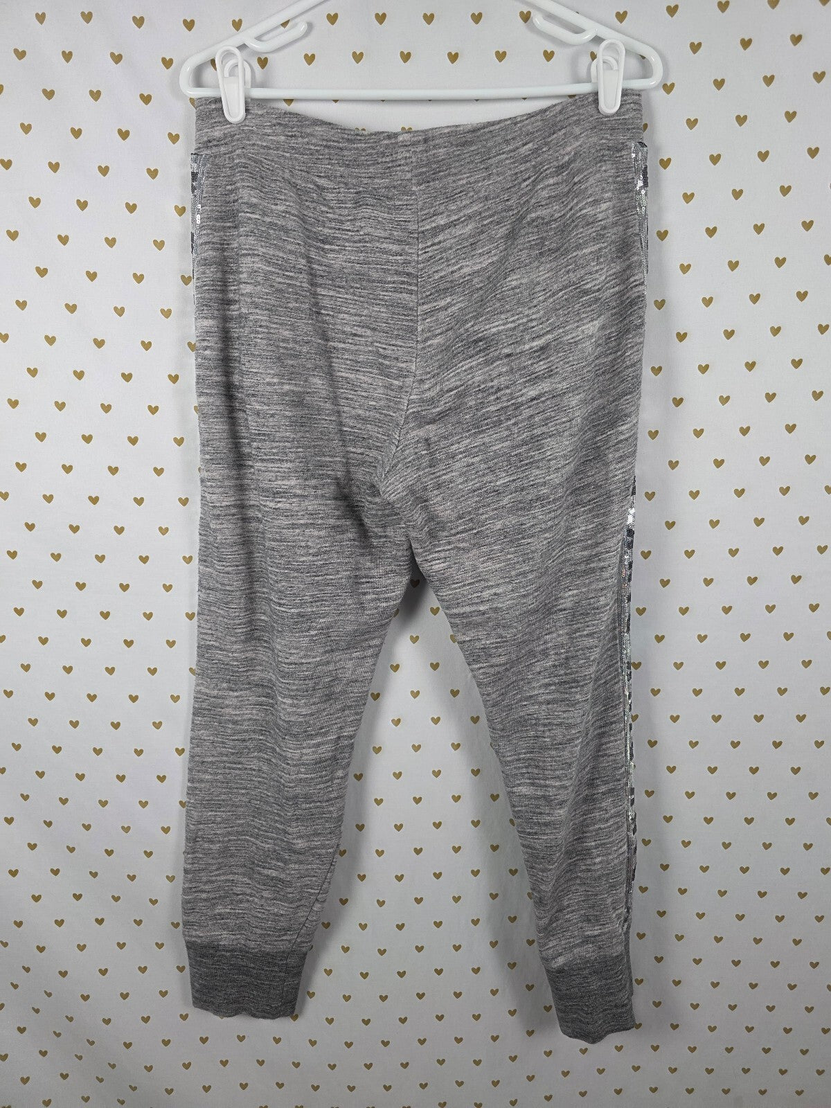 Victorias Secret PINK Grey Bling Sequined Sweats Sweatpants LARGE