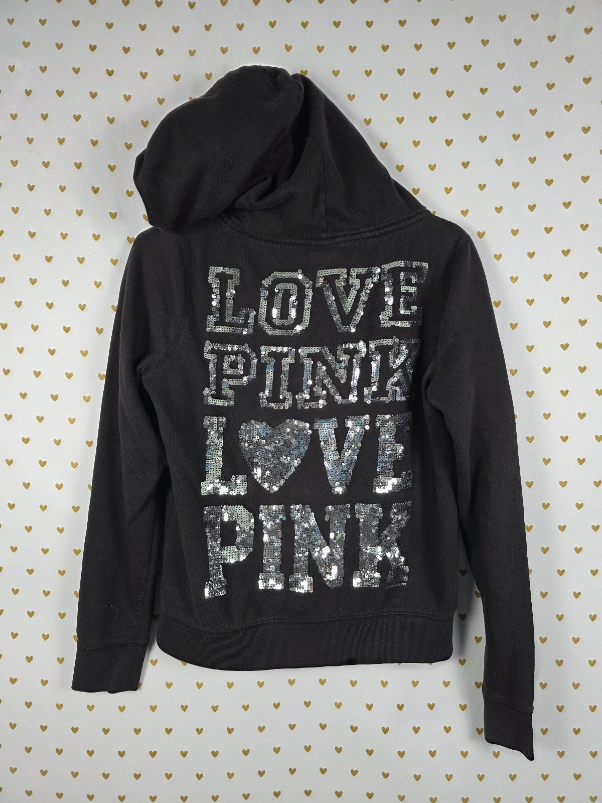 Victorias Secret Pink Vintage Y2k Silver Bling Sequined Hoodie Jacket Large