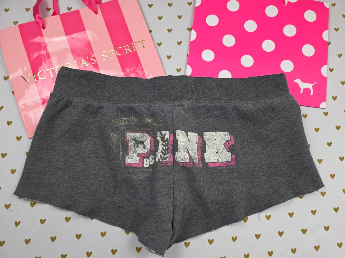 Victorias Secret PINK Vintage y2k University Sweat Shorts Booty Grey Large