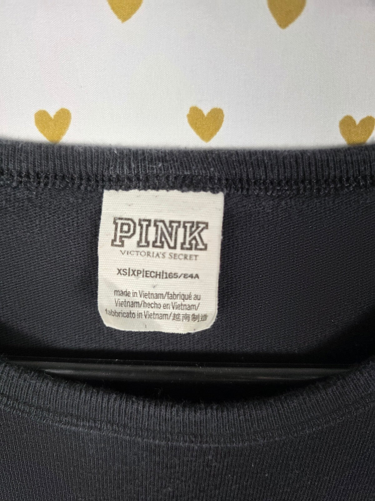Victorias Secret PINK BLING Quarter Sleeve Logo Tee shirt Silver Sequined XS