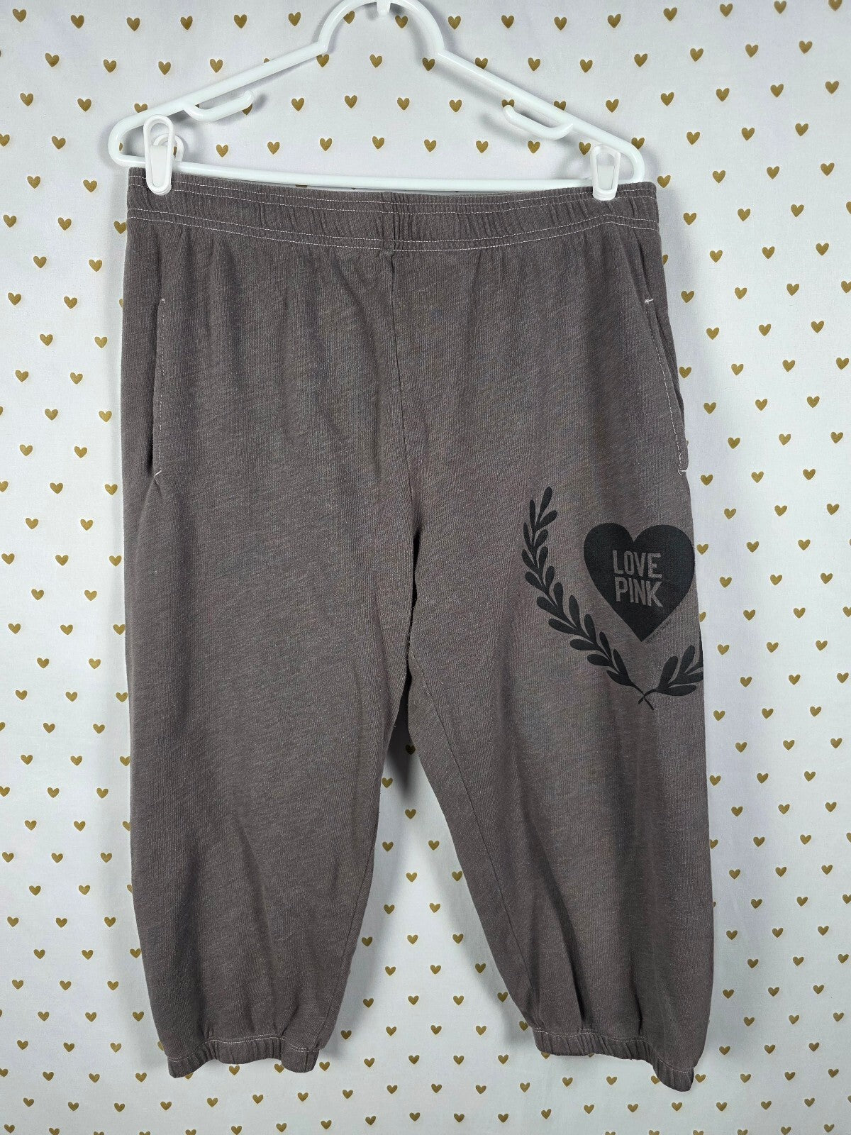 Victorias Secret PINK Vintage Logo Capri Sweats Sweatpants MEDIUM y2k
