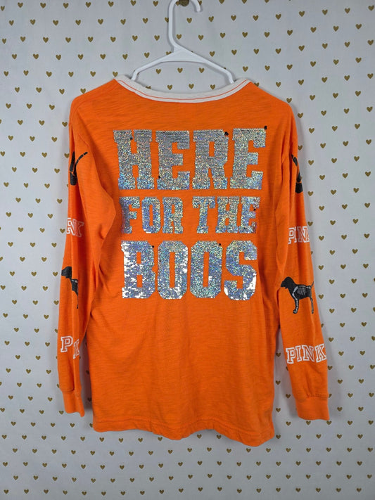 Victorias Secret PINK HTF HALLOWEEN Here for the BOOS BLING Tee Lace front XS