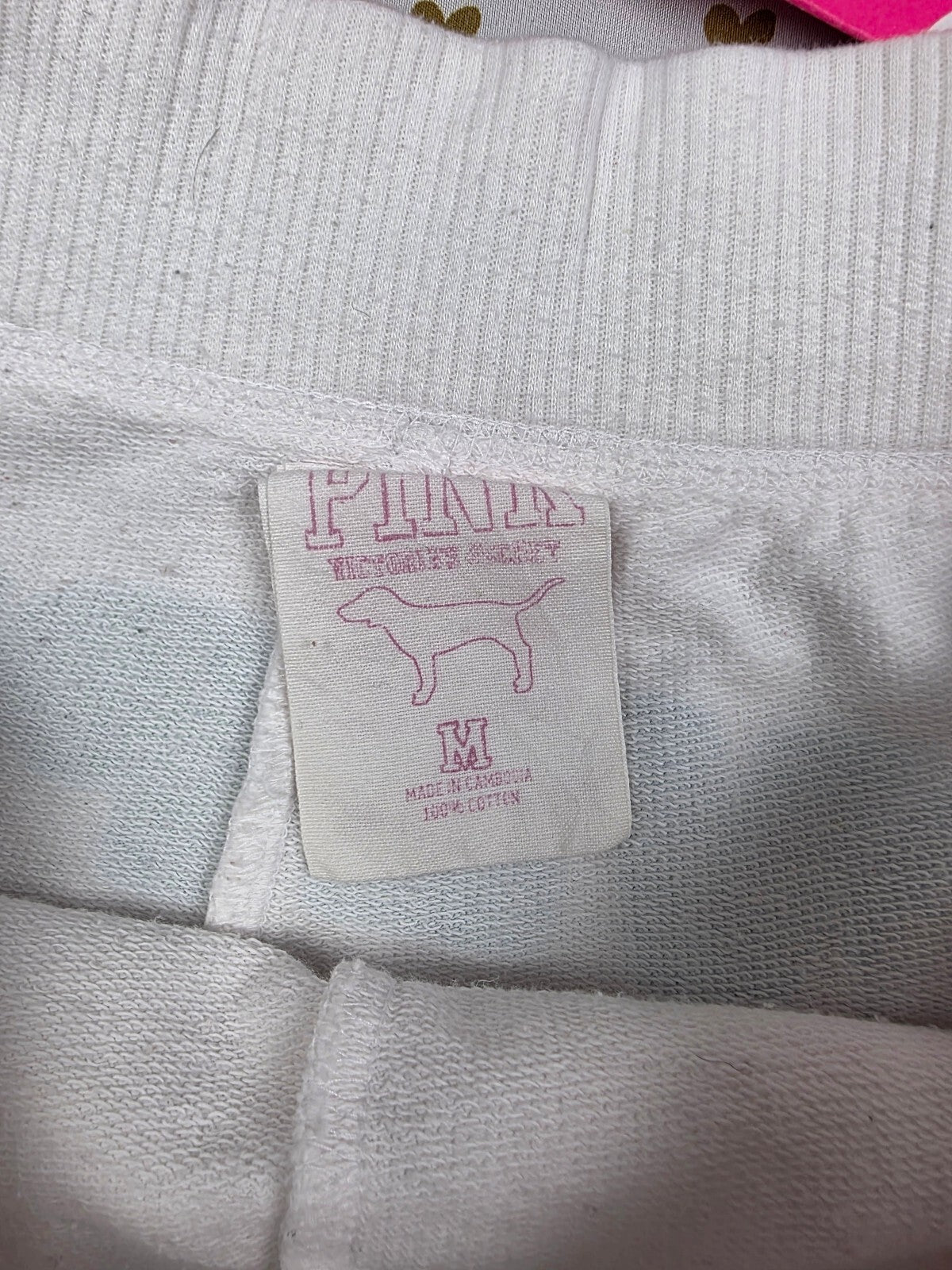 Victorias Secret PINK Vintage Y2k White Logo butt shorts Medium 2006