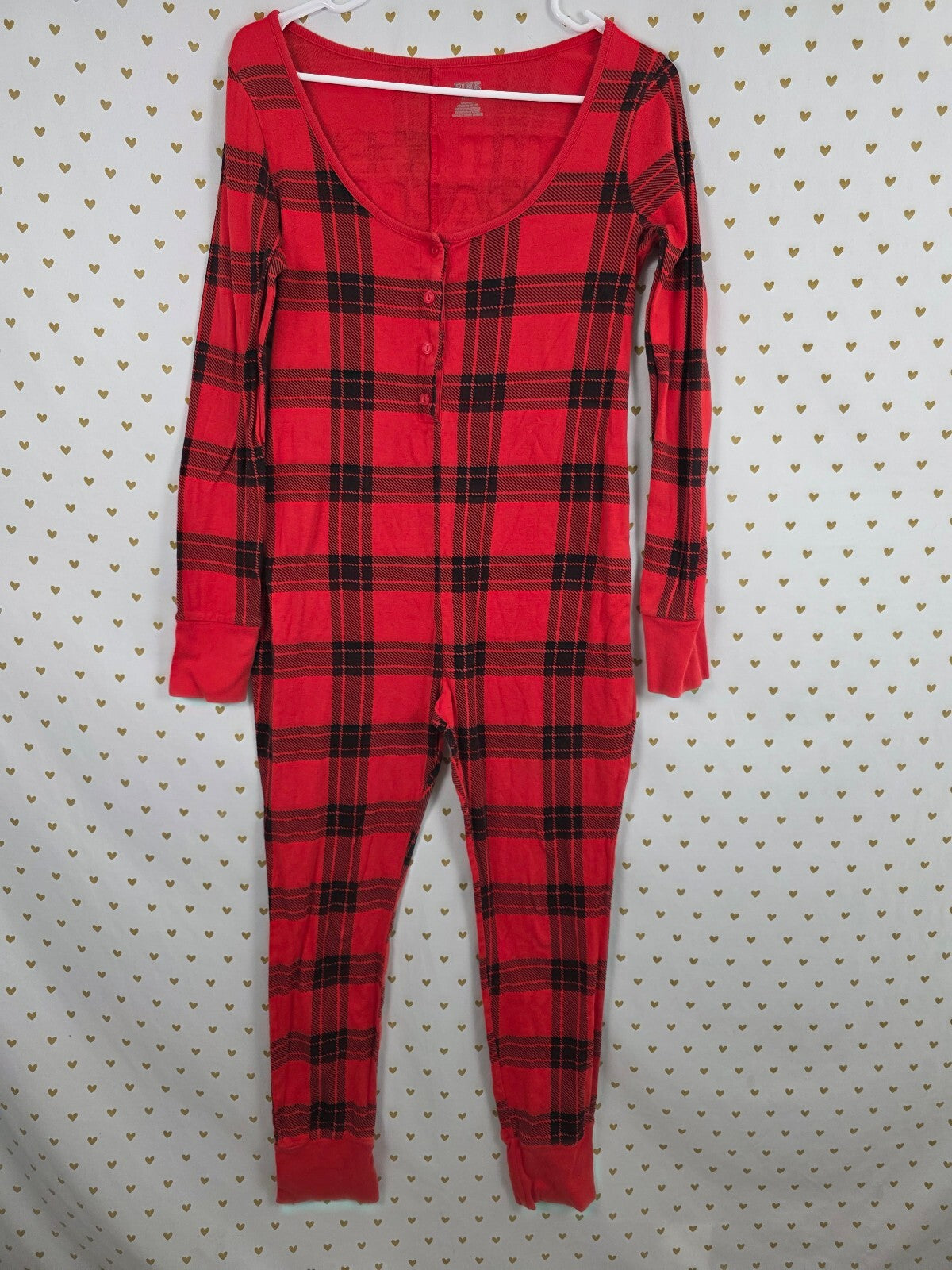 Victoria's Secret PINK Chillest Wrapper Plaid BLING Onesie Pajamas M