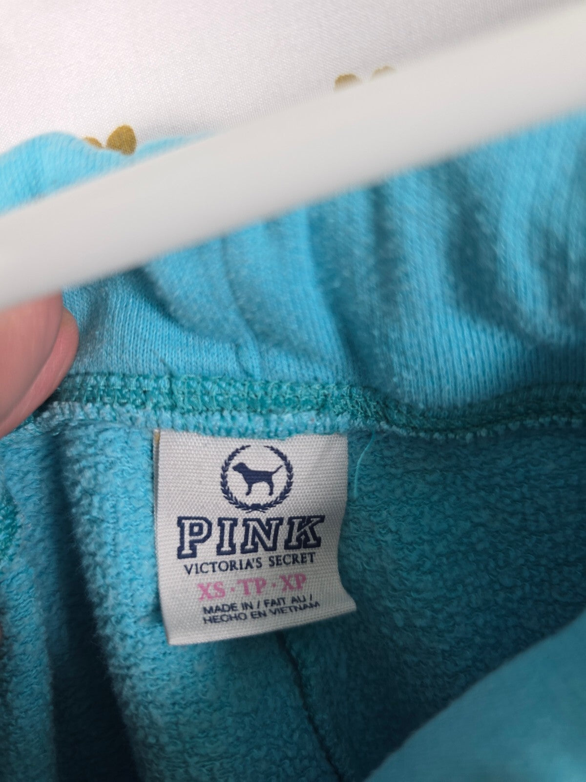 PINK Victoria's Secret Aqua Blue Jogger Sweatpants Leopard Logo Graphic XS
