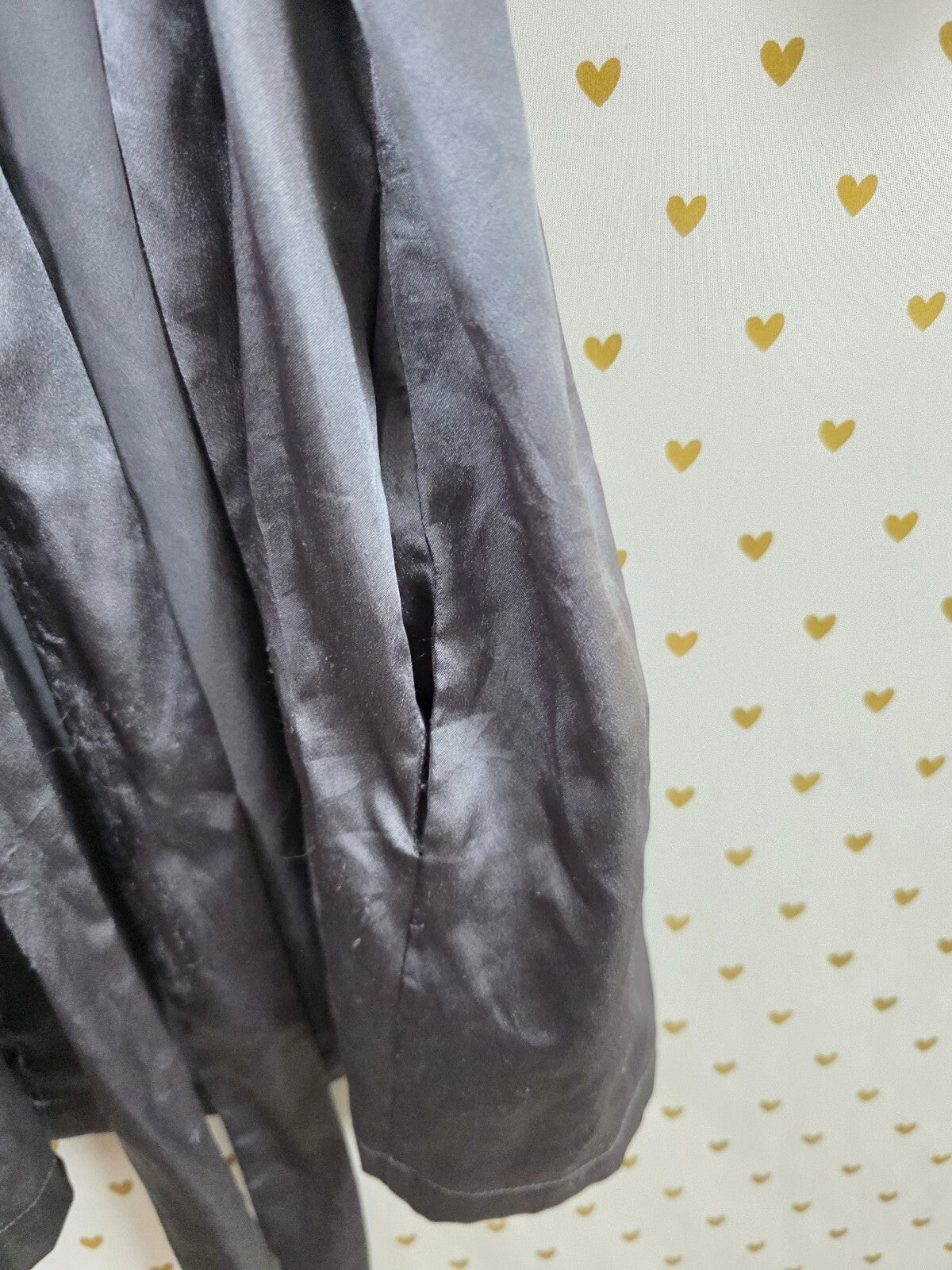 Victorias Secret Satin Silky Robe Black XS Small Pockets Kimono Lounge