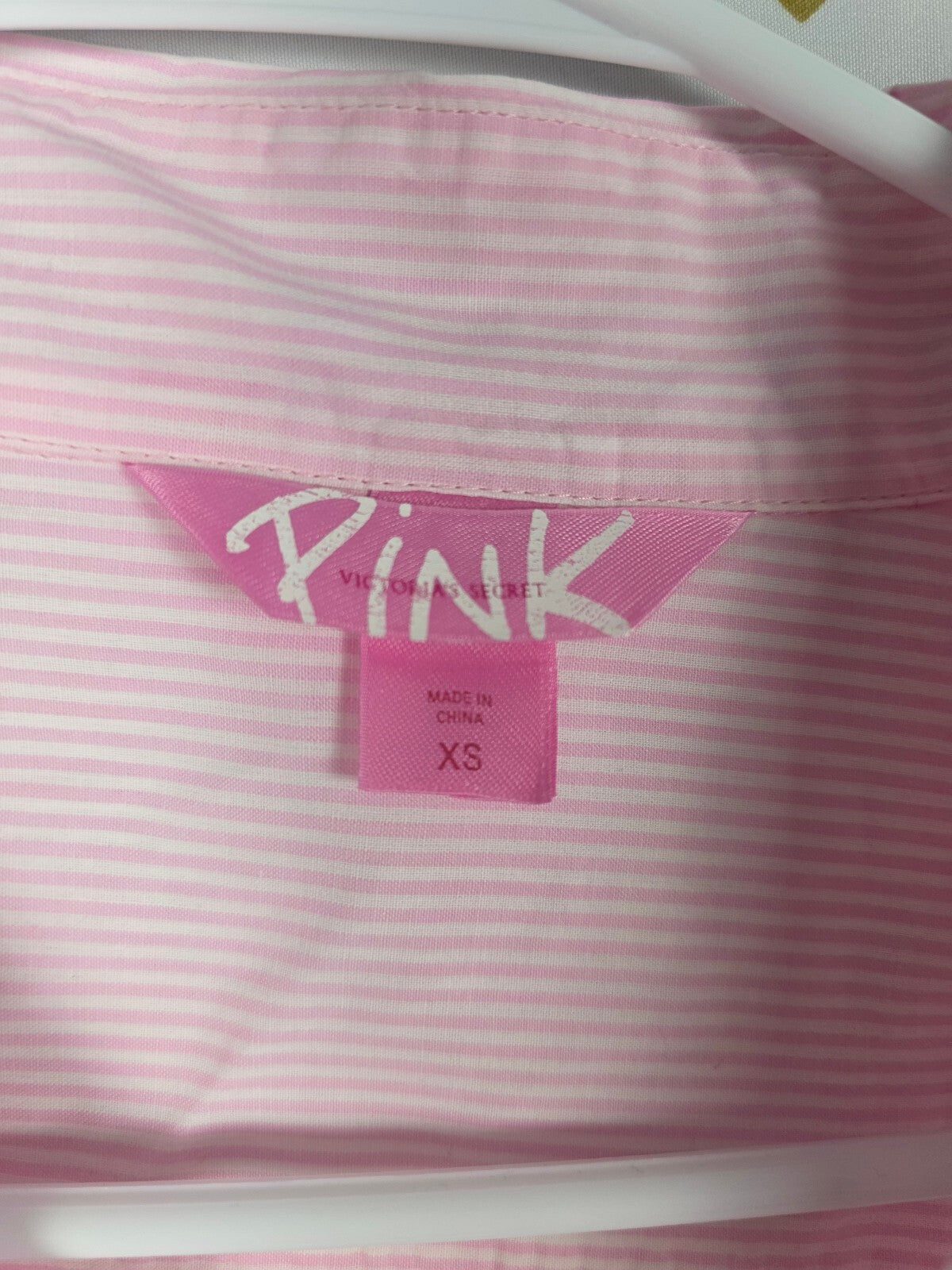 Vintage 2004 Victoria's Secret PINK Sleep Shirt XS Striped Dog Logo Y2K