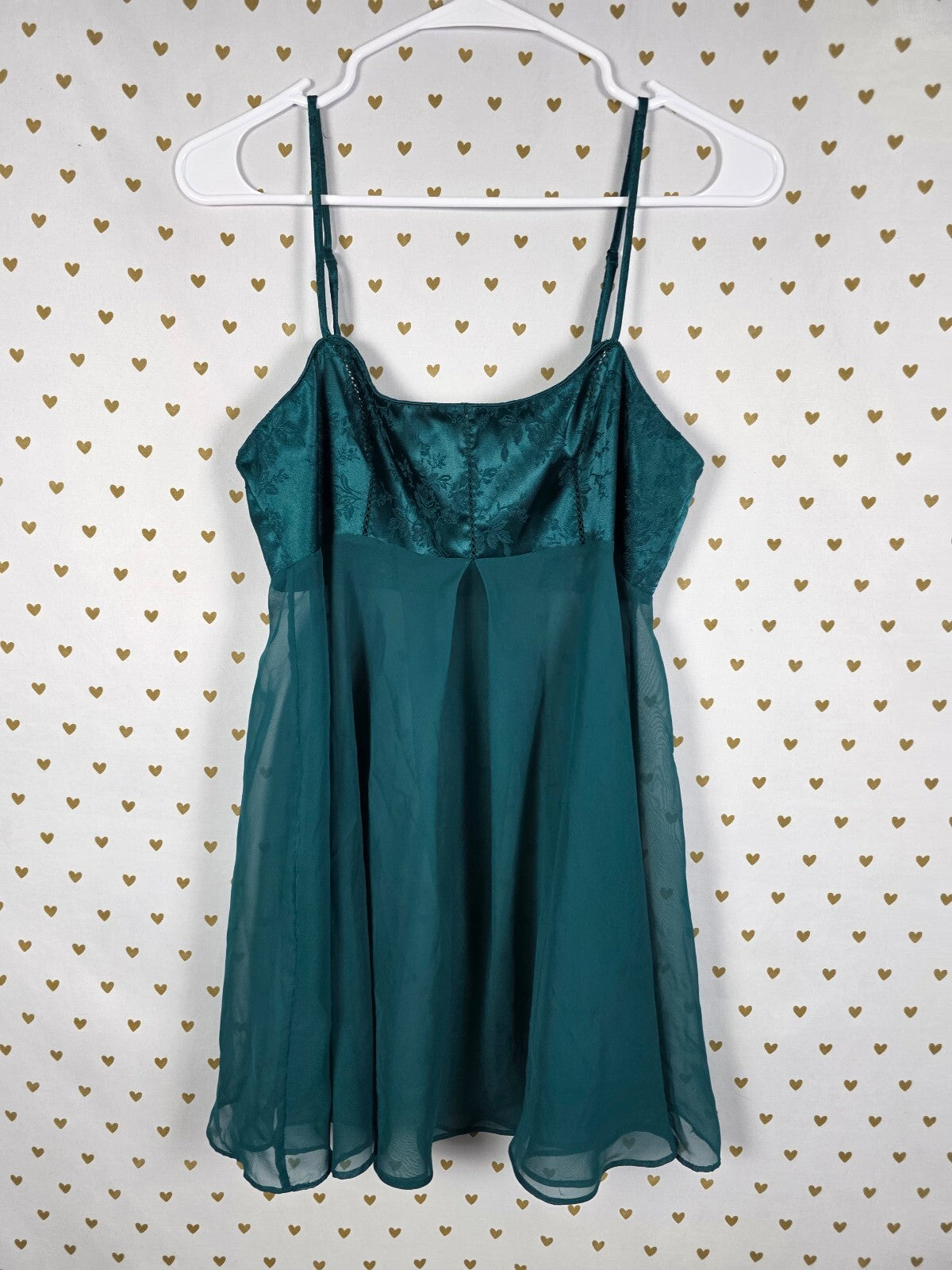 Victorias Secret Vintage Heart Label Emerald Sheer Babydoll Nightie Lingerie XS