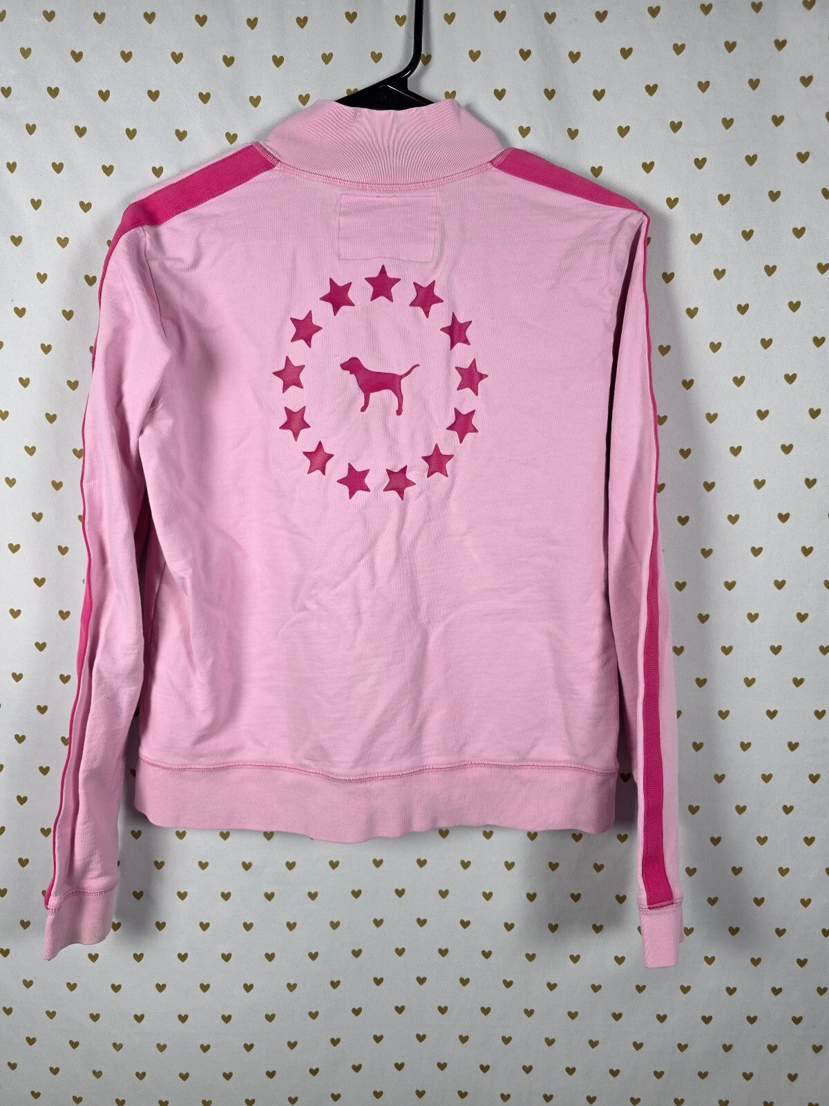 Vintage Victoria's Secret PINK 2005 Zip Jacket L Shining Pink Stars Y2K