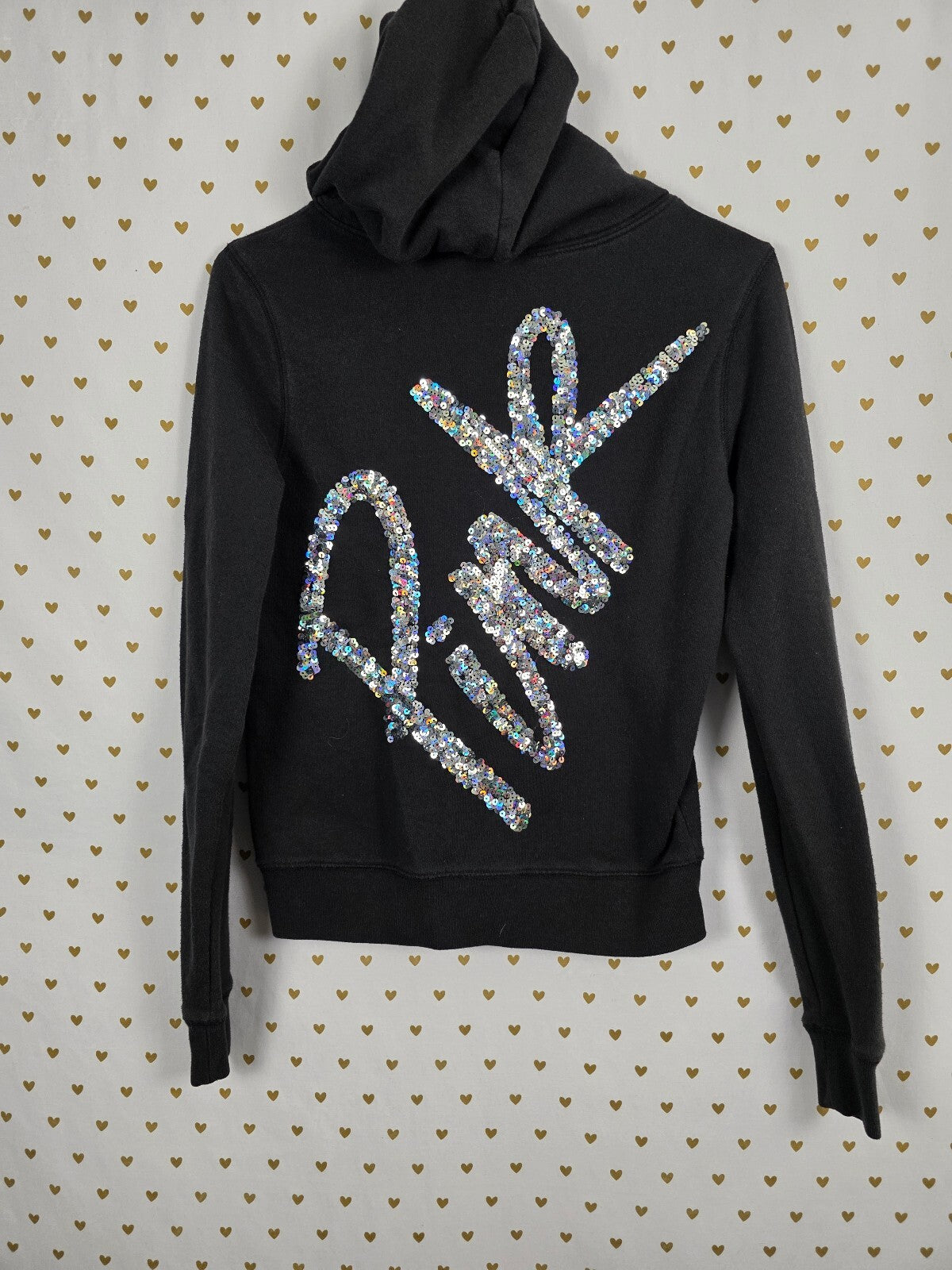 Victorias Secret Pink  Silver Bling Full Zip Hoodie Jacket XS Sequined