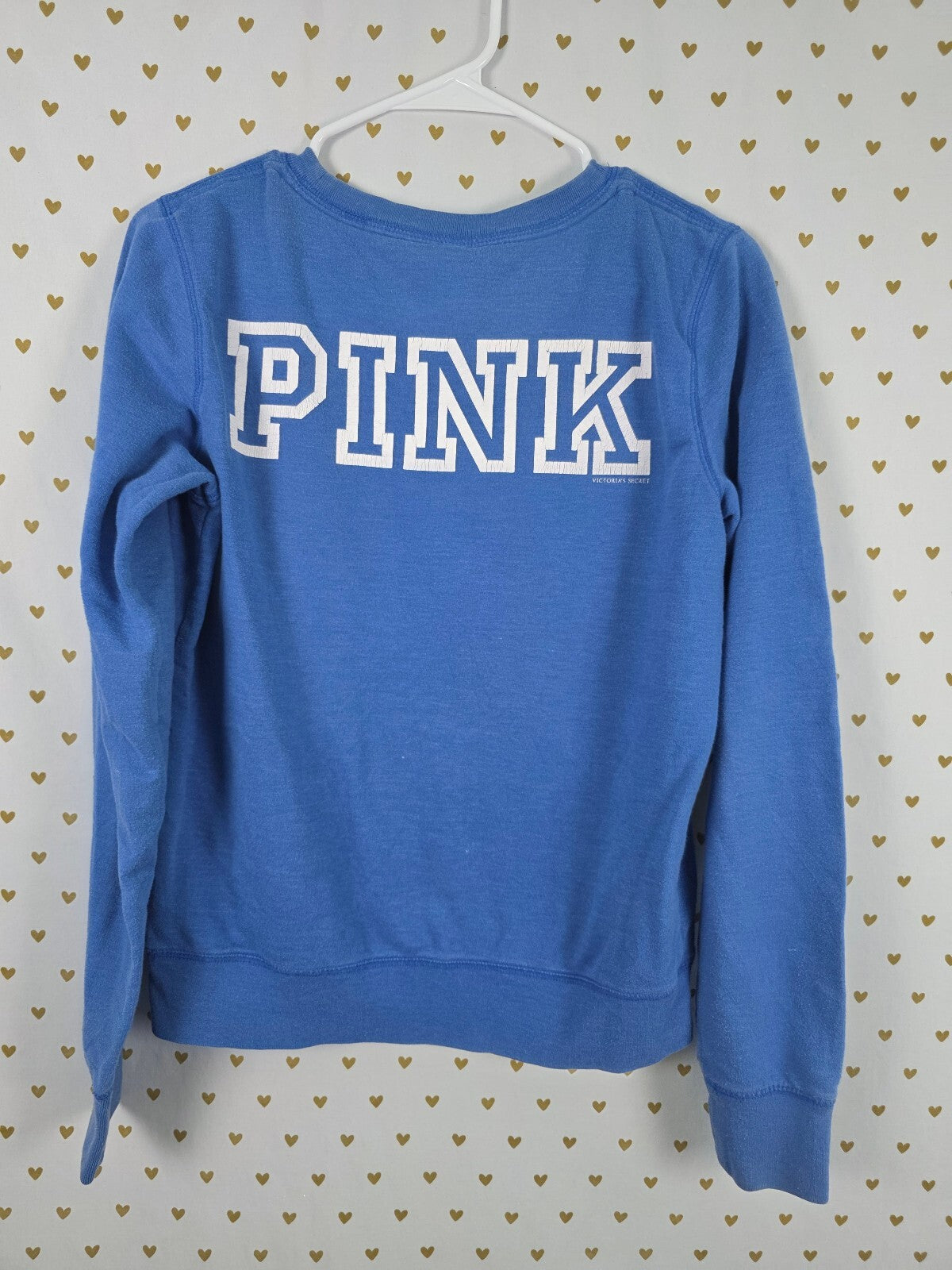 Victorias Secret Pink Vintage y2k PEACE Crew Sweater Logo Blue MEDIUM