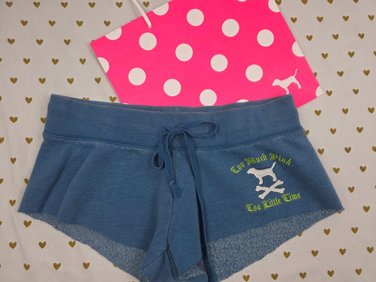 Victorias Secret Vintage Y2k TOO MUCH PINK TOO LITTLE TIME Sweat Shorts SMALL