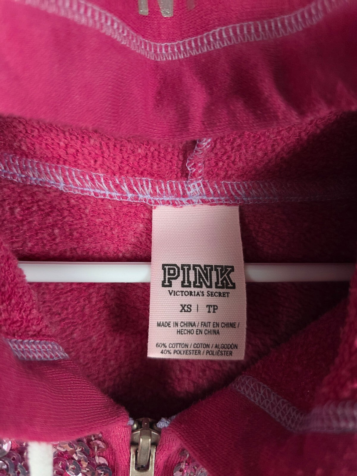 Victorias Secret Pink Bling Sequined Fashion Show Full zip Hoodie Jacket XS