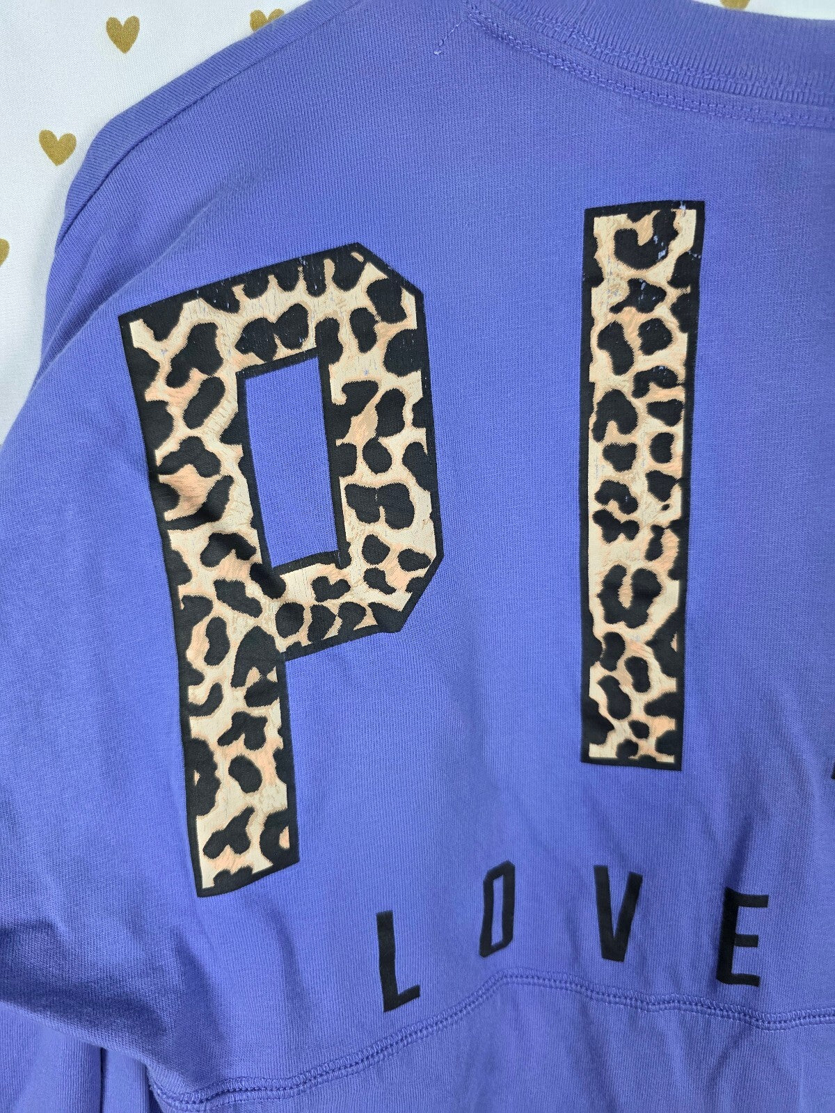 Victorias Secret PINK Leopard Cheetah Campus Oversized Logo Tee shirt Long XS