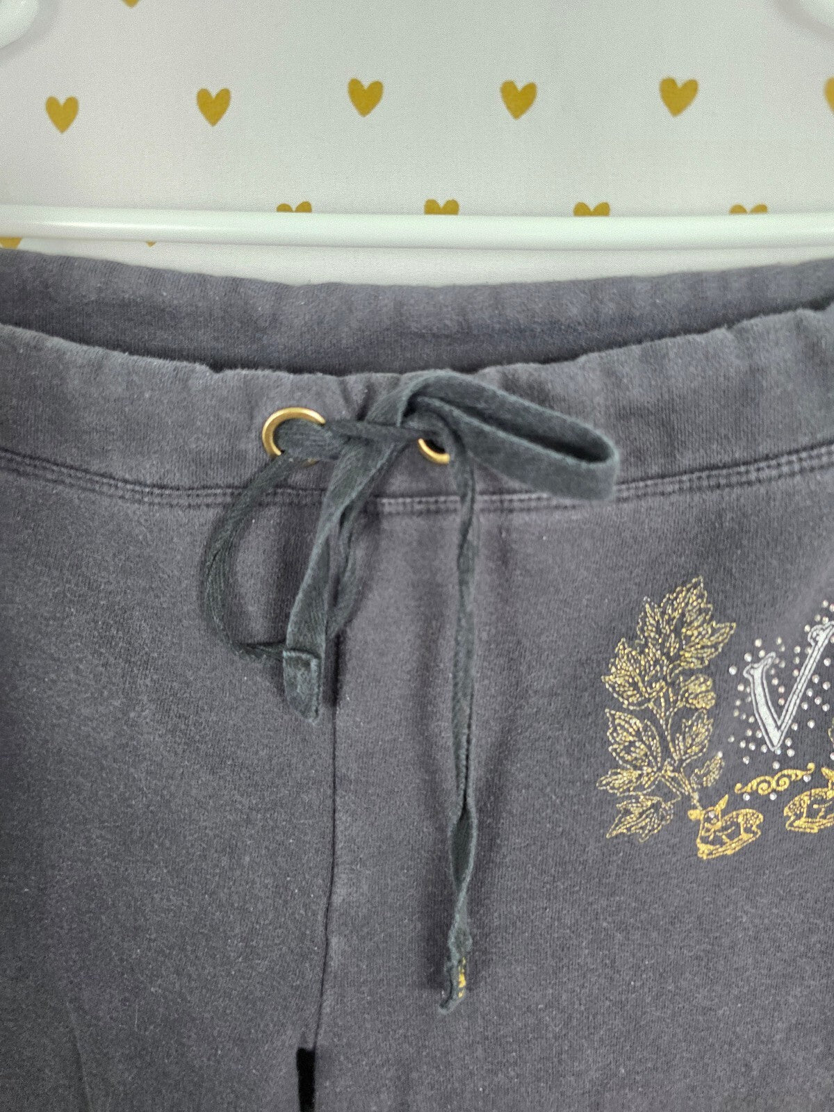 Victorias Secret Black Logo Sweats Crest V Large Sweatpants