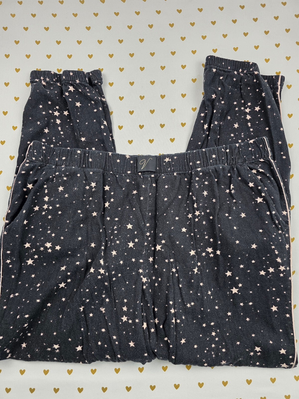 Victorias Secret XL Stars tapered Black Sleep Pants Pajama PJ Bottoms