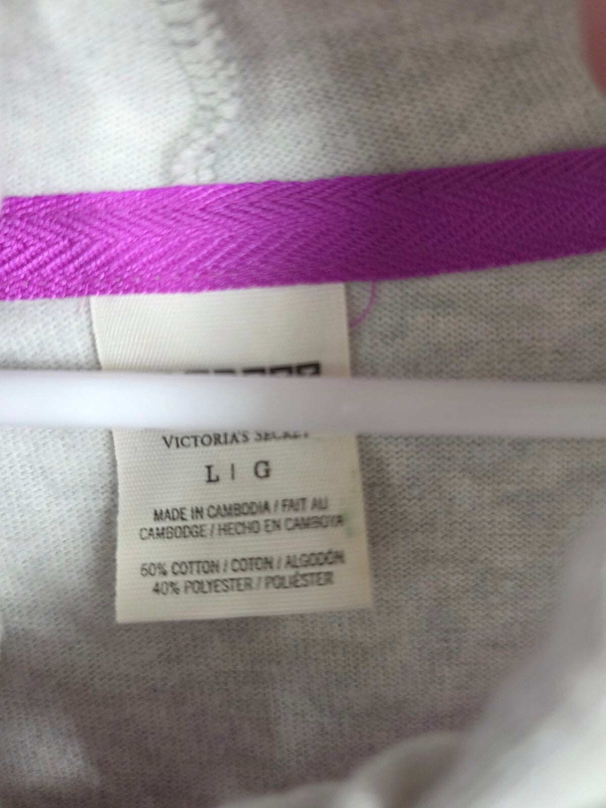 Victorias Secret Pink Purple Heart Logo Full Zip Hoodie Jacket LARGE