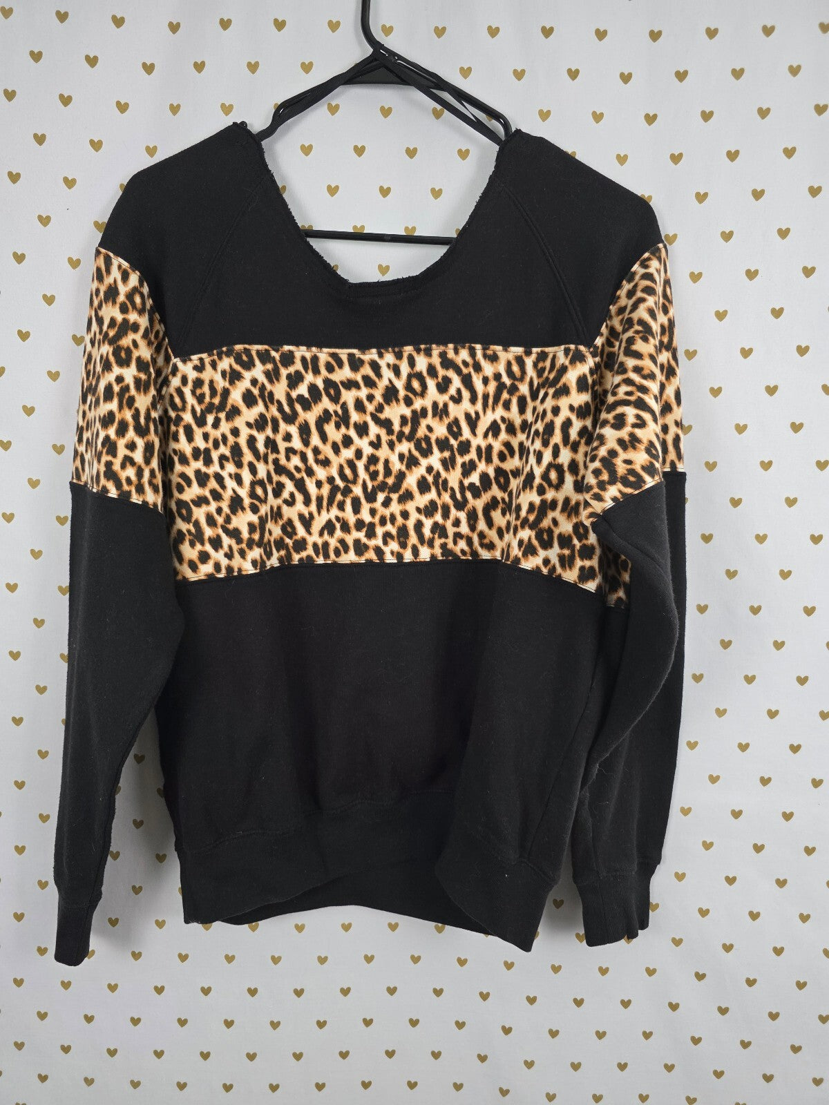Victorias Secret Pink Bling Logo Cheetah Leopard Slouchy Sweater Shirt XS