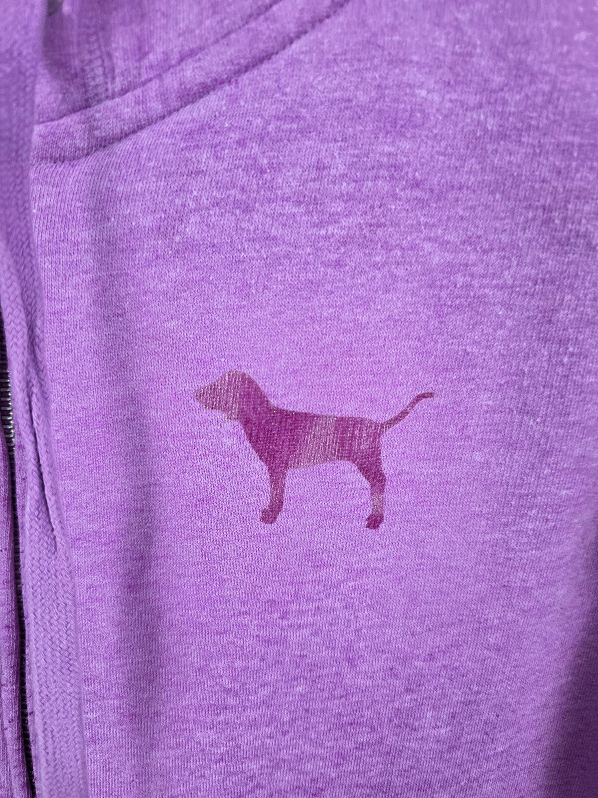 Victorias Secret Pink Purple Full Zip Hoodie jacket Dog Logo LARGE