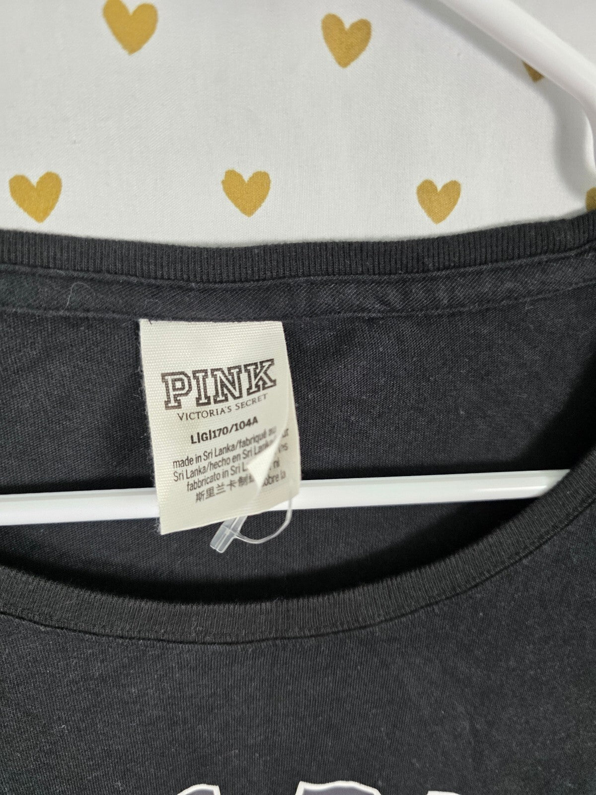 Victorias Secret PINK Gold BLING Sequin Logo Tee Shirt 86 LARGE