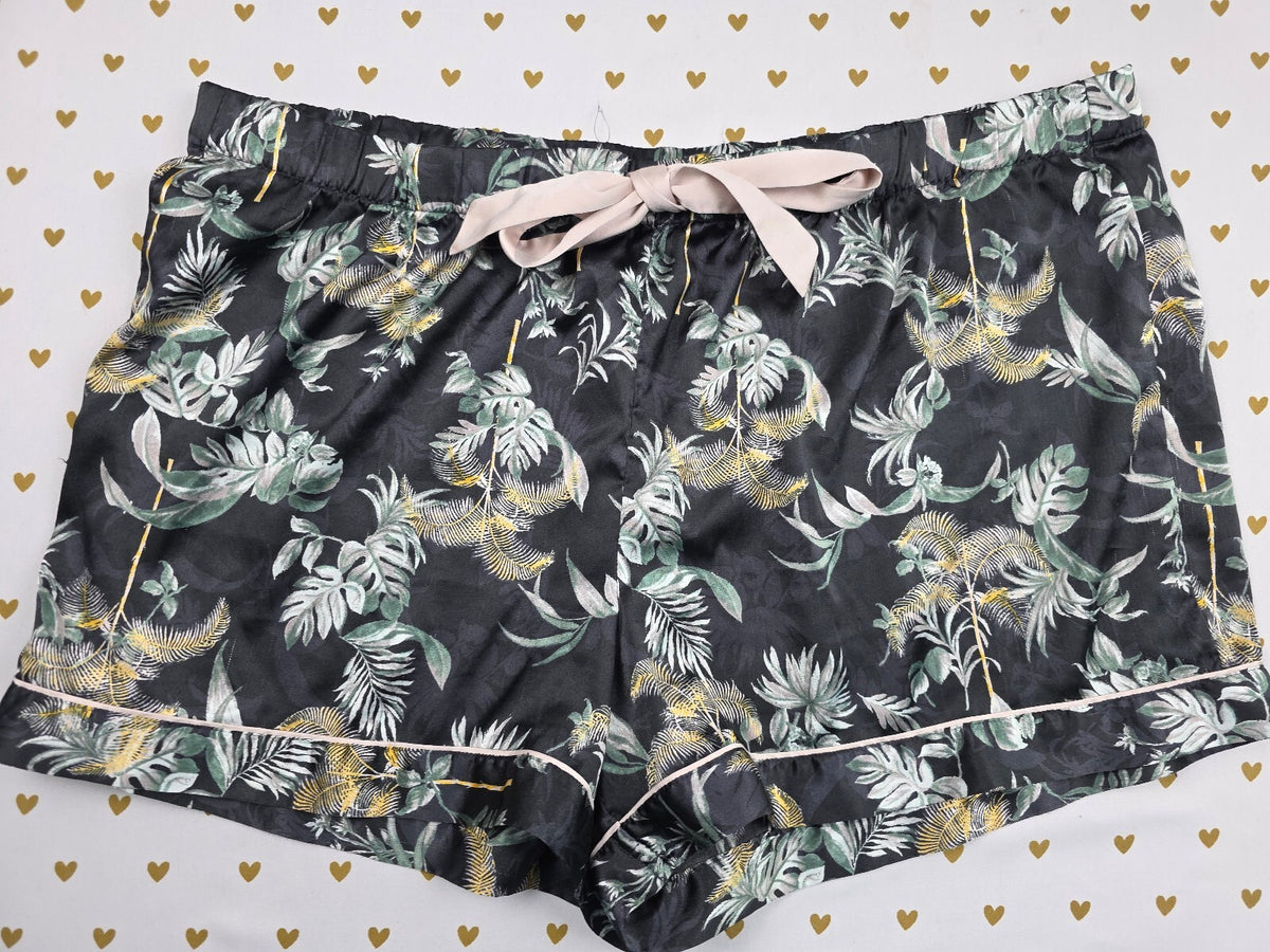 Victorias Secret Satin Palm XL Sleep Shorts Boxers Pajama Bottoms