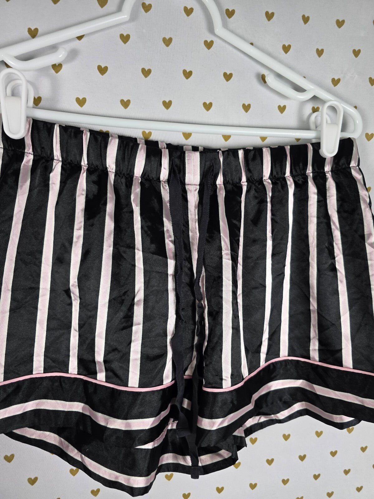 Victorias Secret Satin Striped Sleep Set 2pc outfit shirt shorts Small
