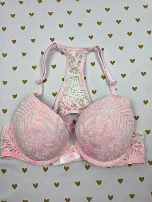 Victorias Secret PINK Front Close Racerback Floral Bra 32A Push Up