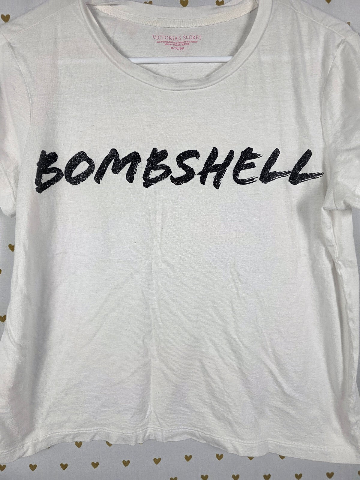 Victorias Secret Bombshell Logo White Cute Tee Shirt Baby Tee Medium