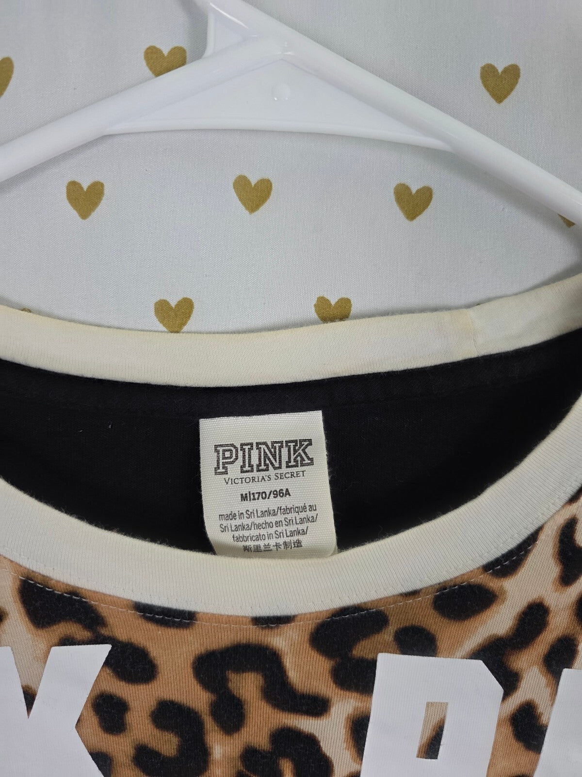 Victorias Secret PINK Leopard Cheetah Logo Long Sleeve Tee shirt Medium