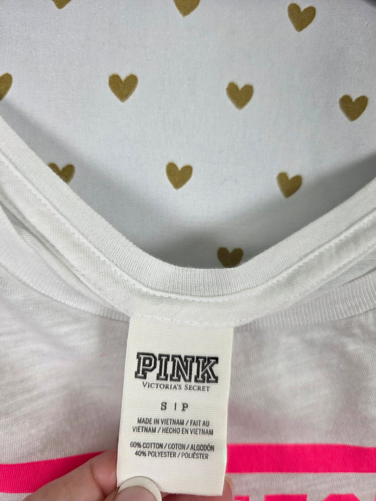 Victorias Secret On Wednesdays we wear Pink White Tee shirt Small