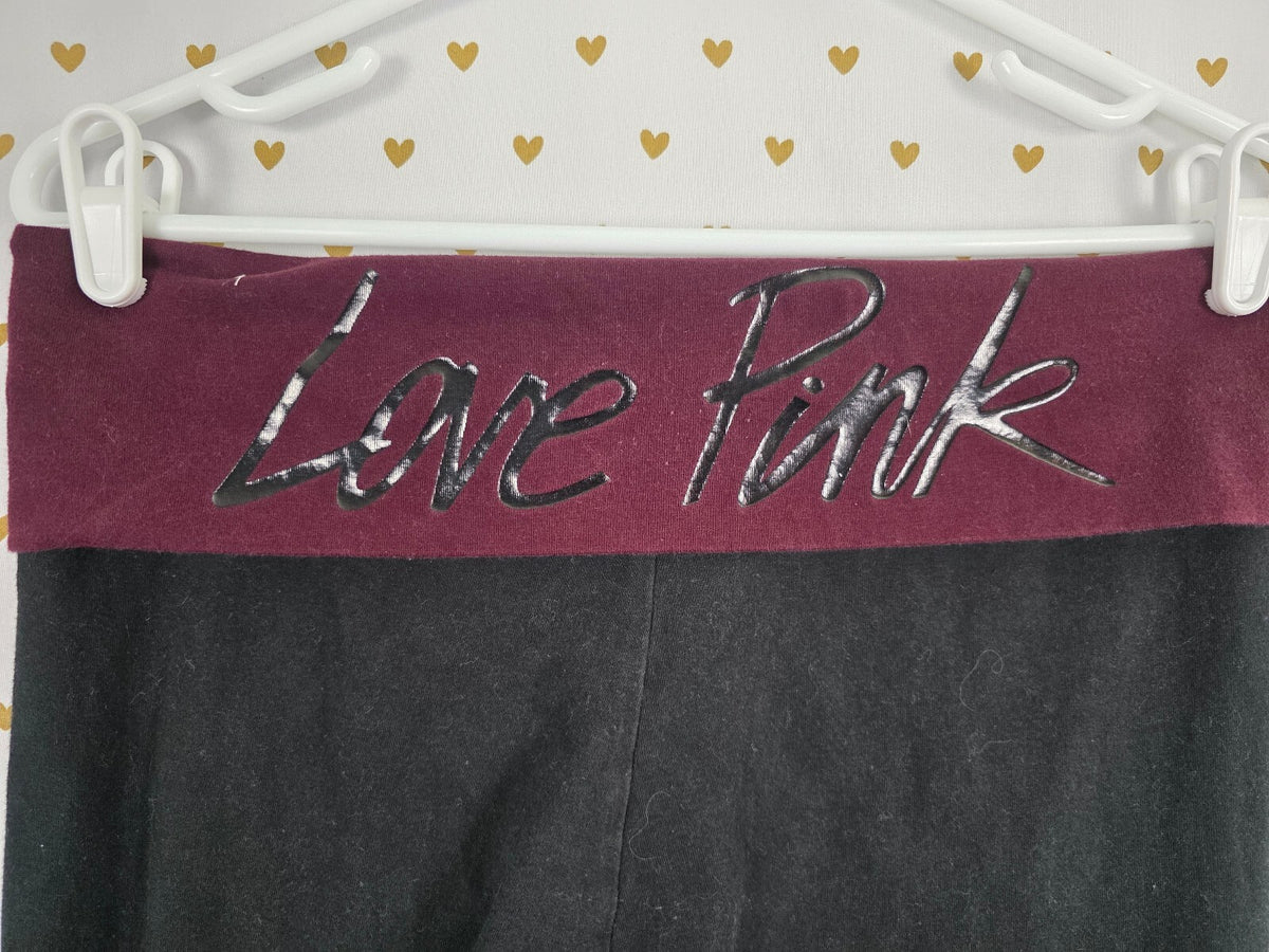 Victorias Secret PINK Vintage Y2k Logo Foldover Yoga Pants Ankle Skinny Large