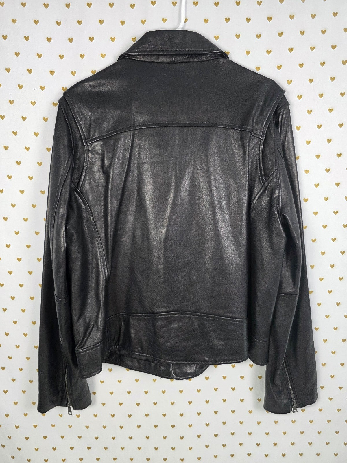 Victoria's Secret Genuine Leather Moto Jacket Black Biker Buckle XL